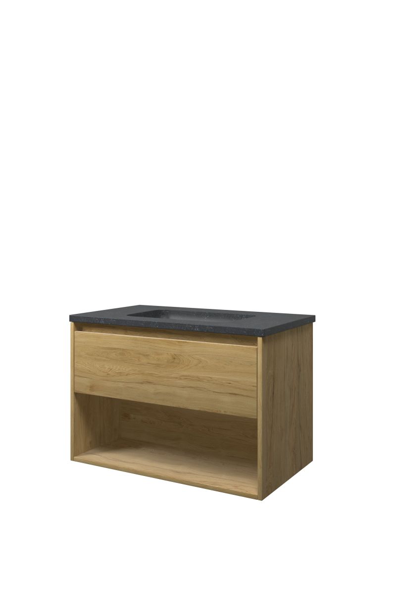 Proline set hardsteen Elegant wast. z. krgt. en onderk. met schap RBSA800IO Ideal oak/Blue stone H545xB800xD460
