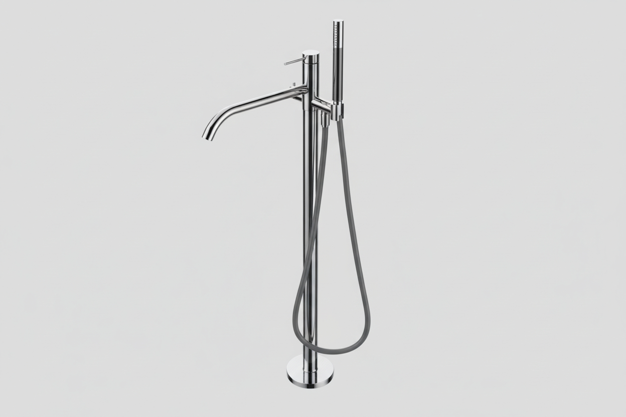 Lagoo Garda vrijstaande badmengkraan afb.deel met mixer handd. staaf doucheslang 150 cm G3204CH Chrome