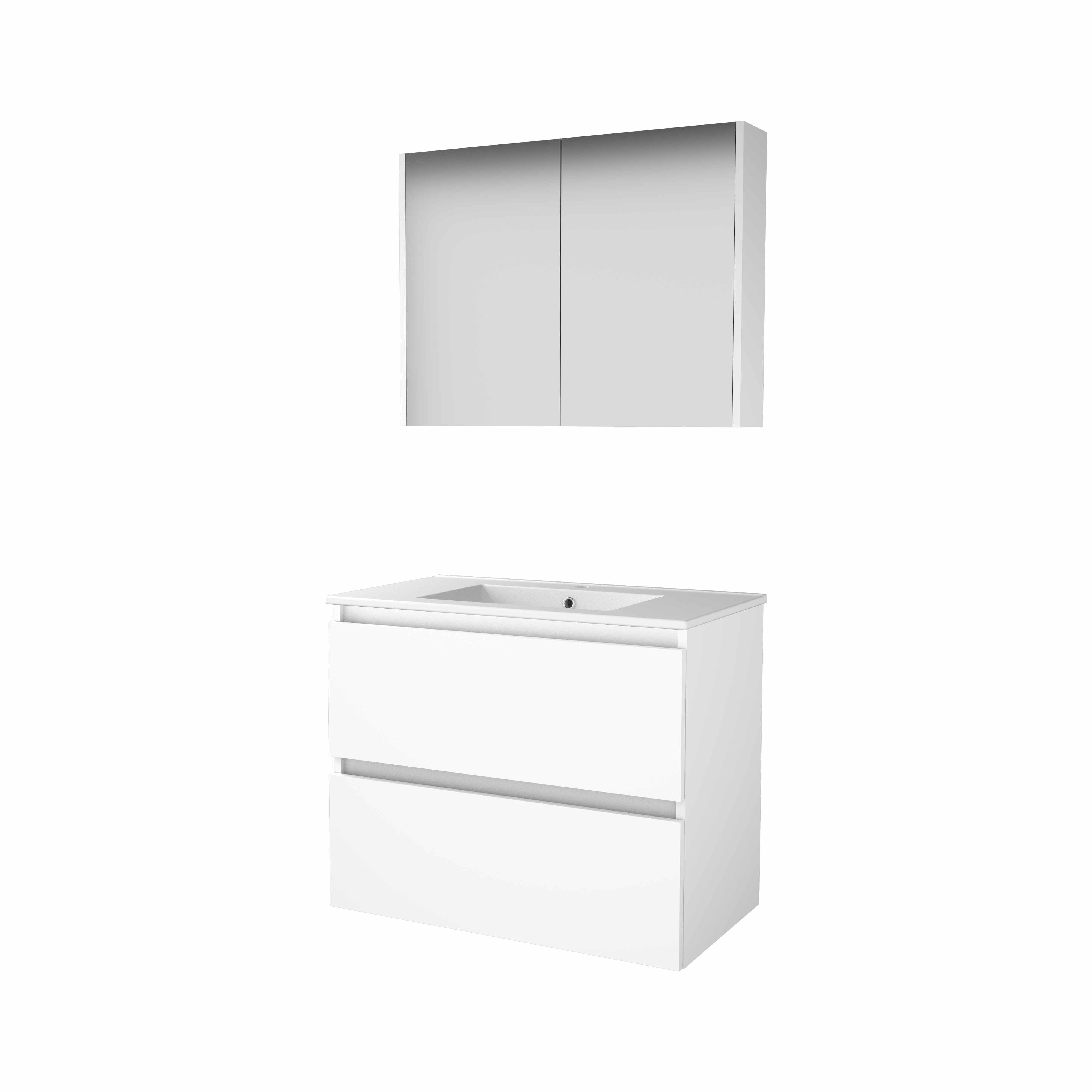 Basic Comfort 46 set 80x46cm greepl. 2 la keram. wast. 1 krgt. incl. kast C46GL80PIW Ice White