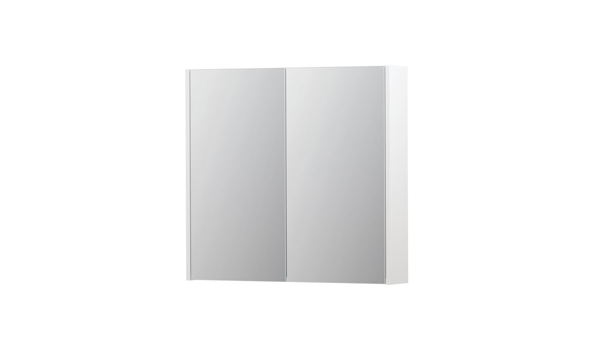 INK spiegelkast met 2 dubbelz. spiegeldeuren en stopc./schak. 1105201 Mat wit H730xB800xD140