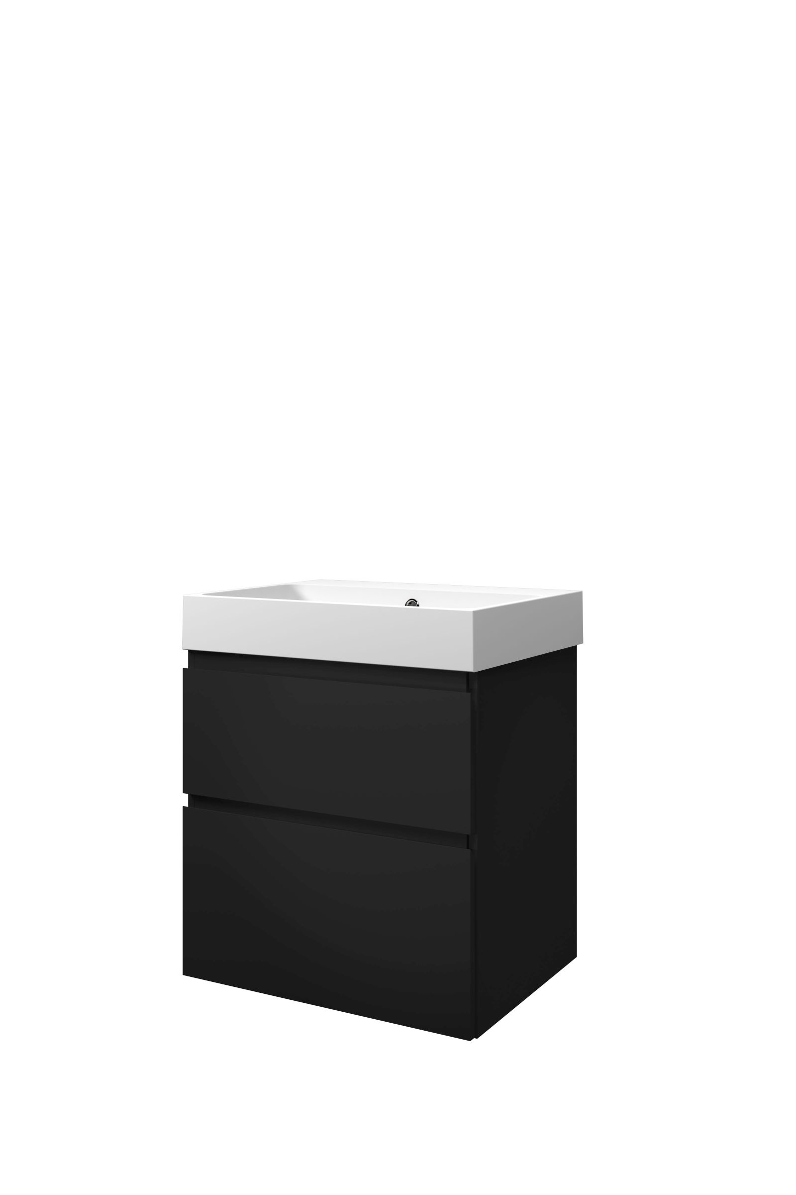 Proline set polystone Loft wast. z. krgt. en onderk. a-sym. 1817026 Mat zwart/Mat wit H700xB600xD460