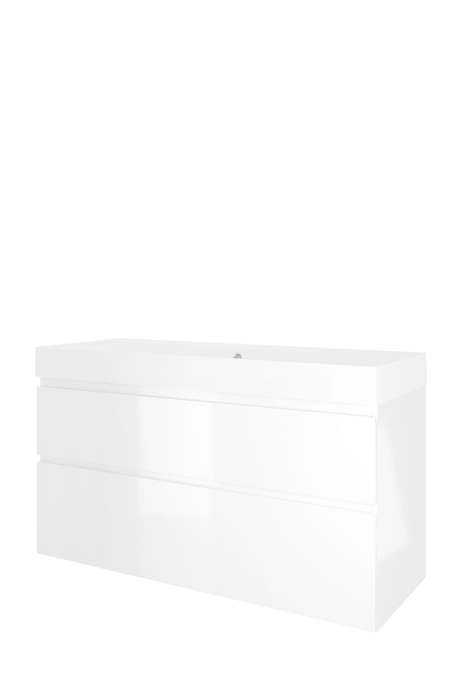 Proline set polystone Loft wast. met 2 krgt. en onderk. a-sym. PMWC1202GW Glans wit/Mat wit H700xB1200xD460