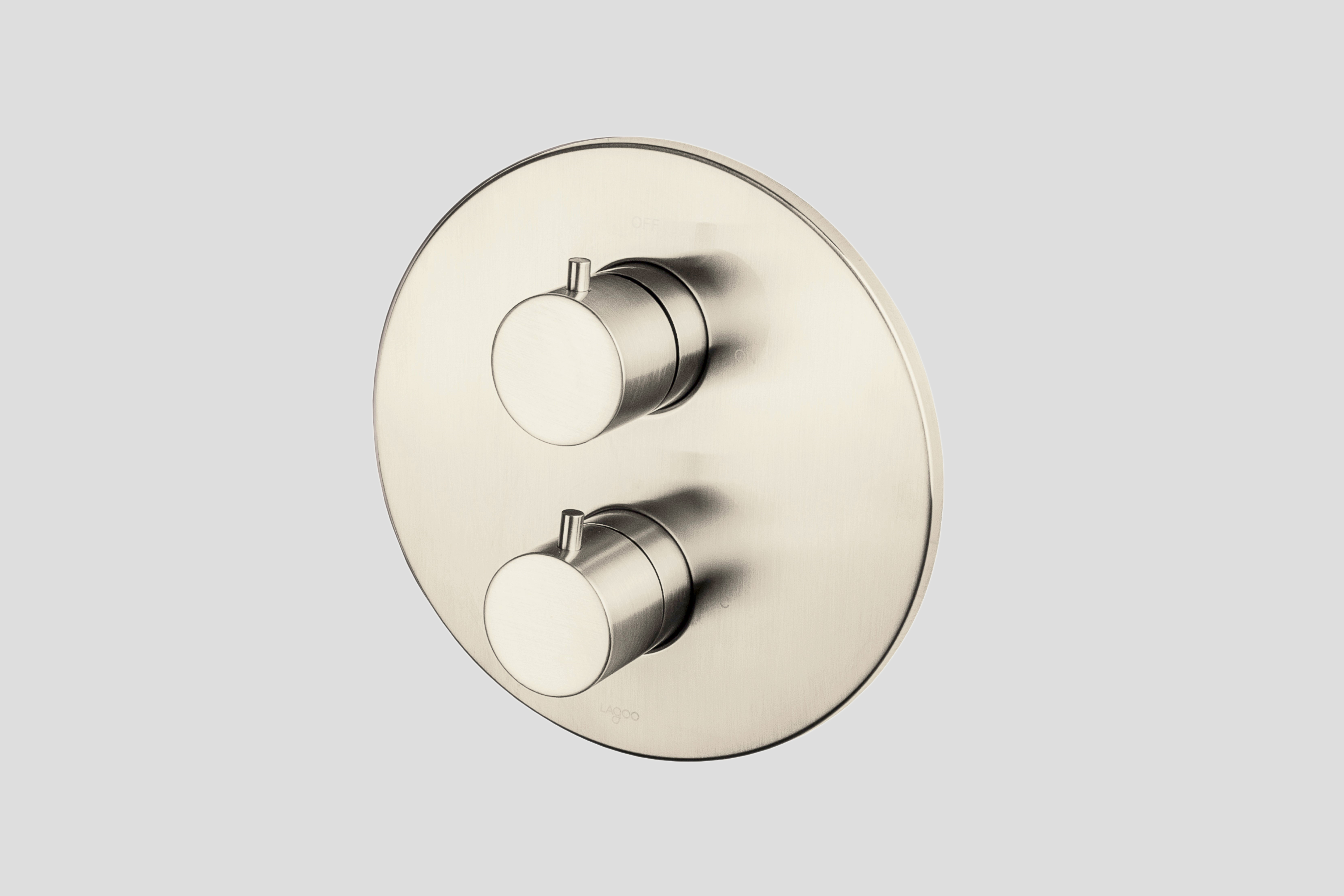 Lagoo Garda inbouw thermostaat met 3-weg stop/omstel afb.deel G2239BN Brushed Nickel