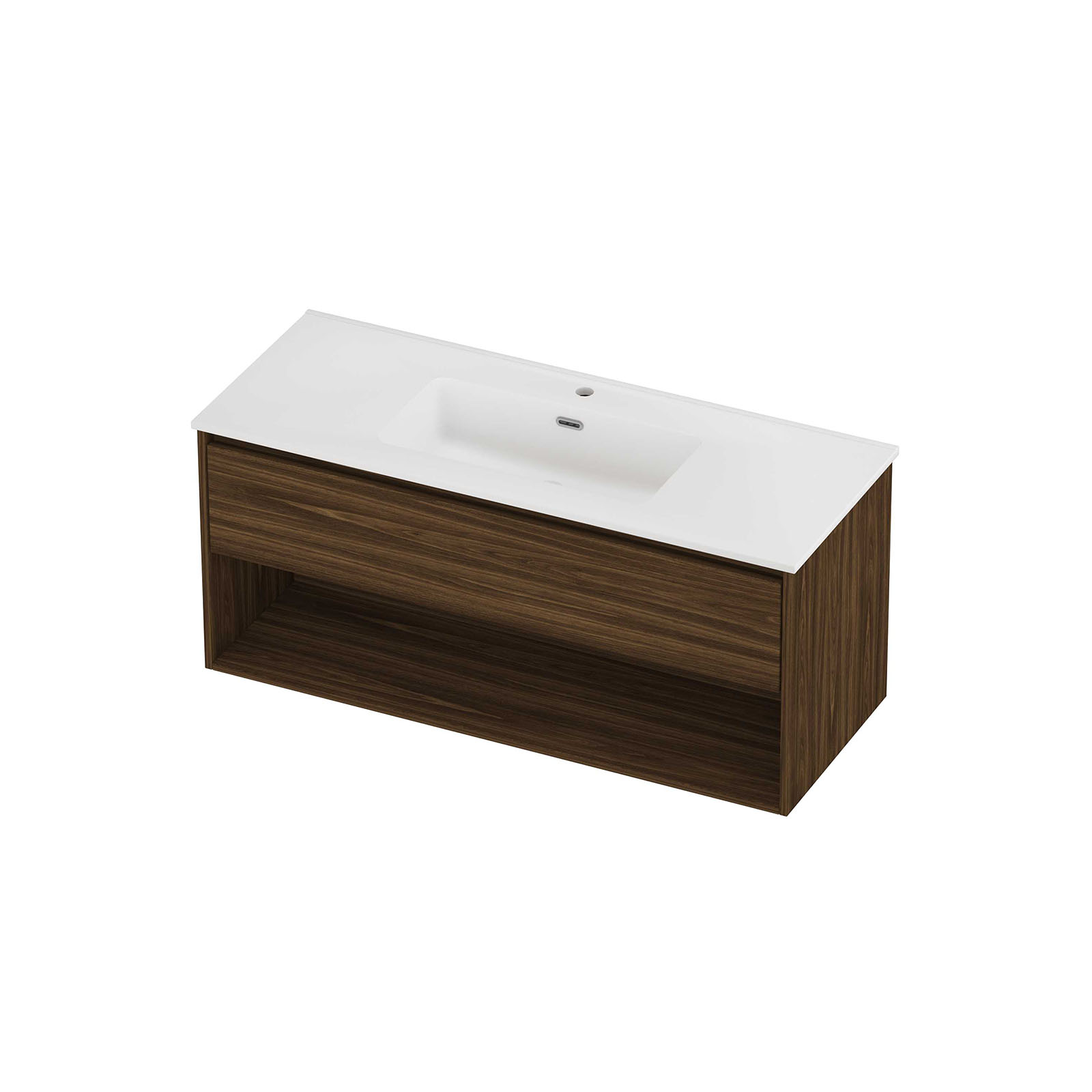 Proline Set porselein Elegant wast. enkele wasbak met 1 krgt. en onderk. met schap TMWA1201CA Matt White/Cabana oak 120x46x54