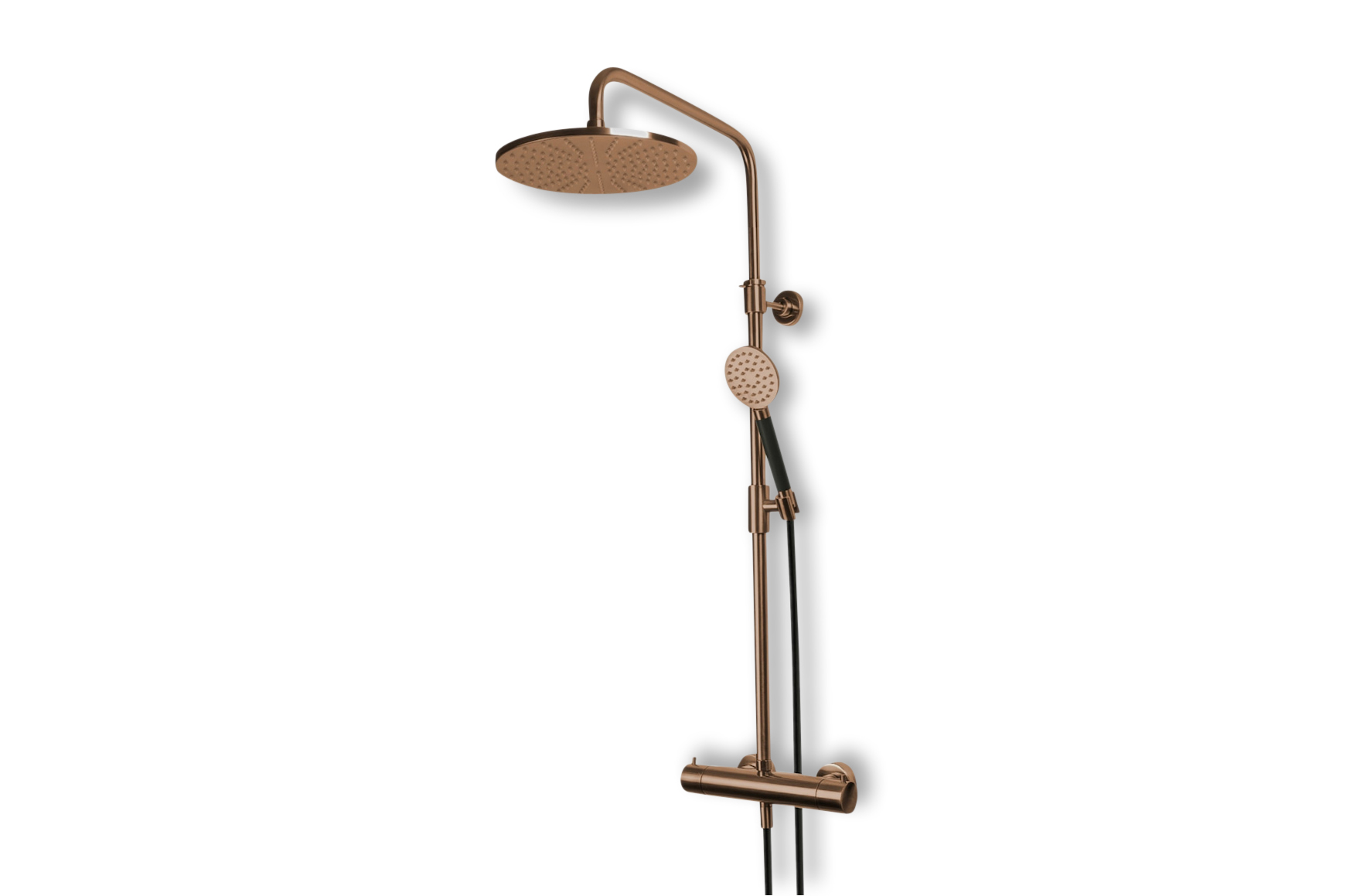 Lagoo Garda thermostatische douche set met hoofddouche 250 mm en handdouche rond G5203BK Brushed Copper PVD