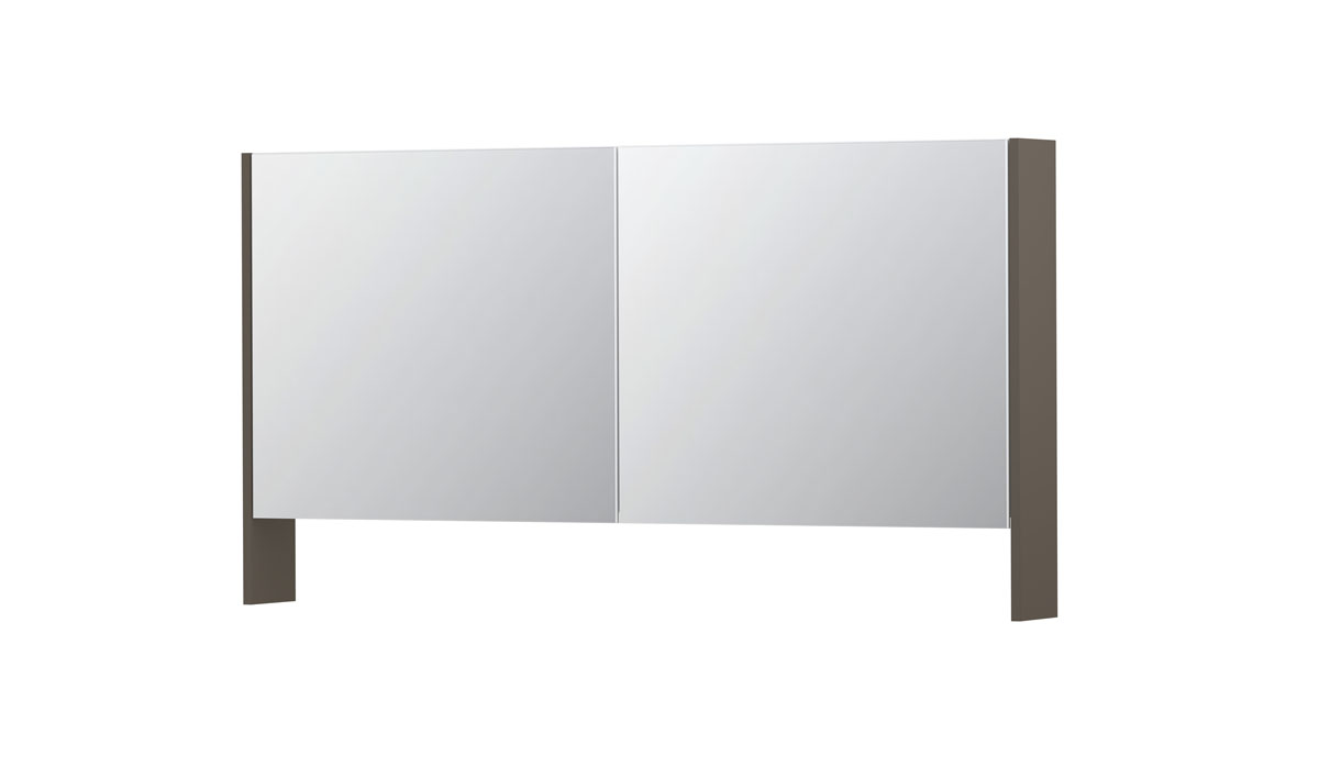 INK SPK3 spiegelkast m. dubbel gesp. 2 deuren icm open planchet en stop/schak. 1110304 mat taupe H740xB1400xD140