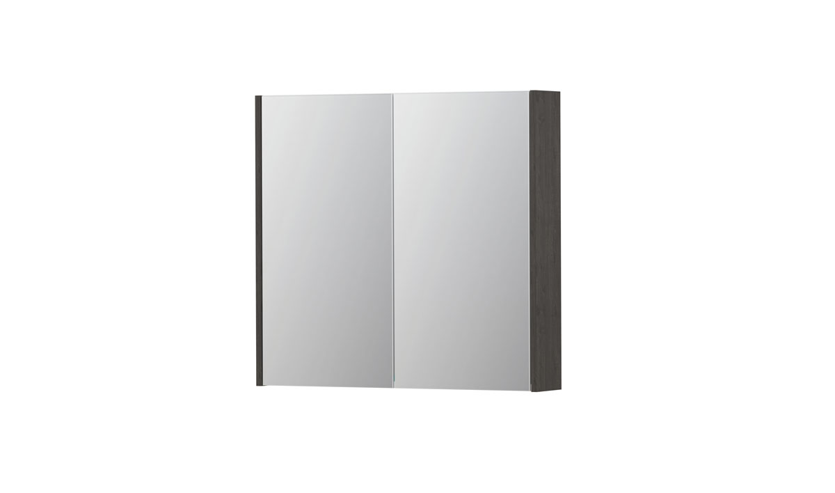 INK spiegelkast met 2 dubbelz. spiegeldeuren en stopc./schak. 1105212 Oer grijs H730xB800xD140