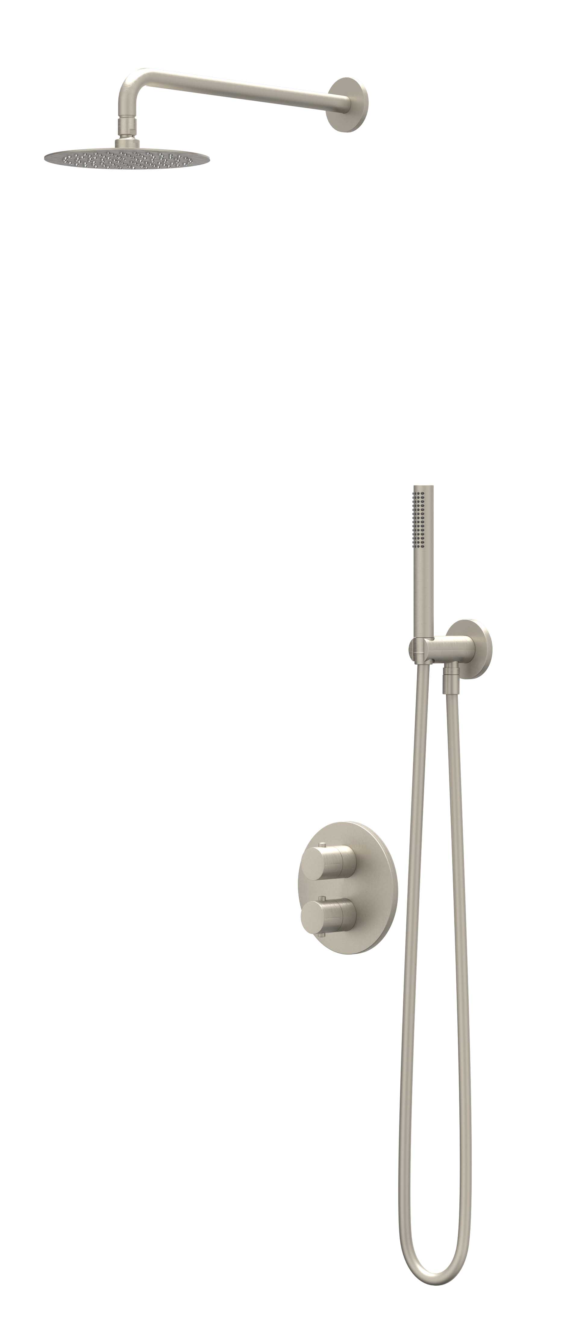 IVY Bond set 2-weg st.omst. w.arm R30cm verst. steun m. geint. uitl. slang 150cm + staaf CSB2GNACAC Geborsteld nickel PVD