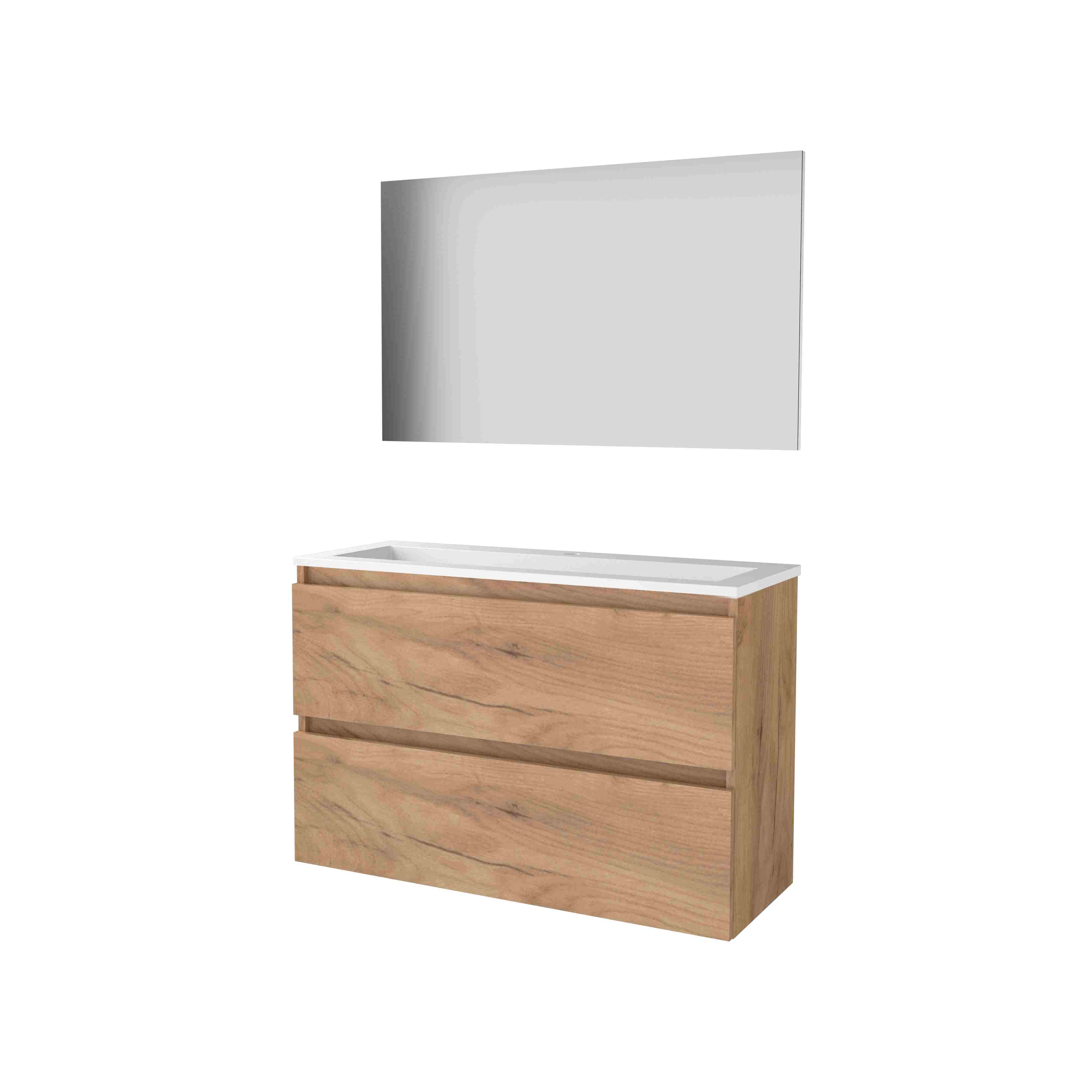 Basic Basic 39 set 100x39cm greepl. 2 la Acryl wast. 1 krgt. incl. spiegel B39GL100A1WO Whisky Oak