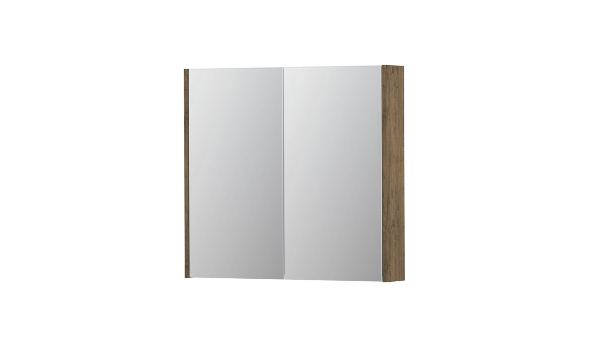 INK spiegelkast met 2 dubbelz. spiegeldeuren en stopc./schak. 1105210 Naturel eiken H730xB800xD140