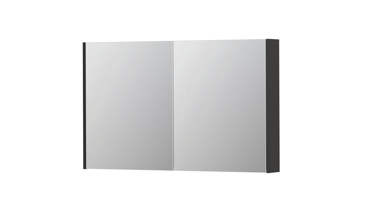 INK spiegelkast met 2 dubbelz. spiegeldeuren en stopc./schak. 1105357 Hglans antraciet H730xB1200xD140