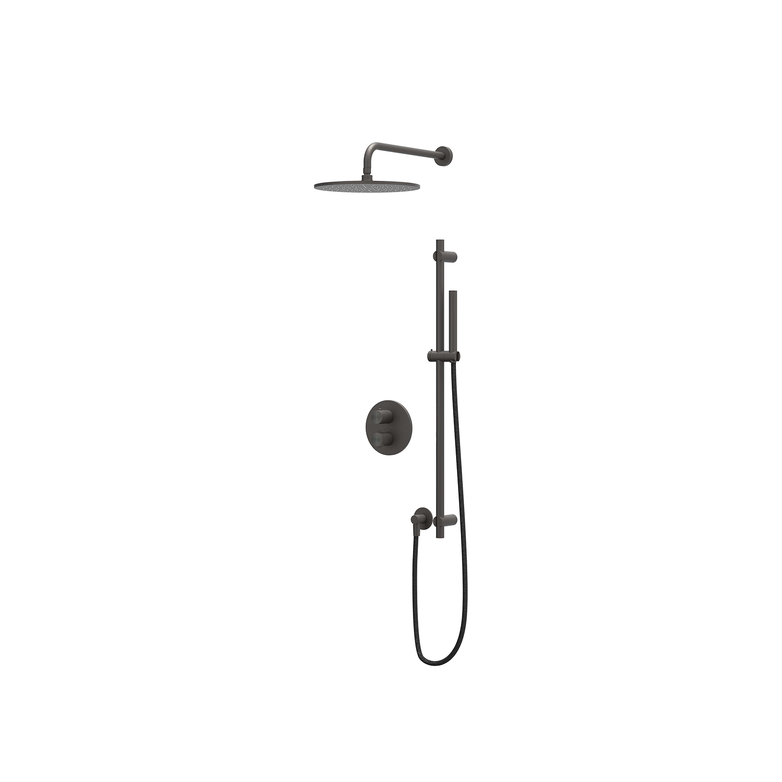 IVY Concord Inbouwset 2-weg w-arm 30cm me glijst. uitlaat en staafmodel CSC2ICBACAB RVS316 gebr carbon black PVD