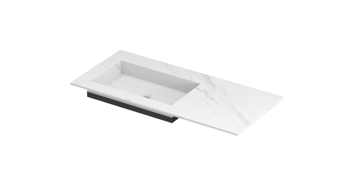 INK Post wast. keramische slab envelop bak L zonder krgt. H10xB1000xD450 Calacatta mat / 210160