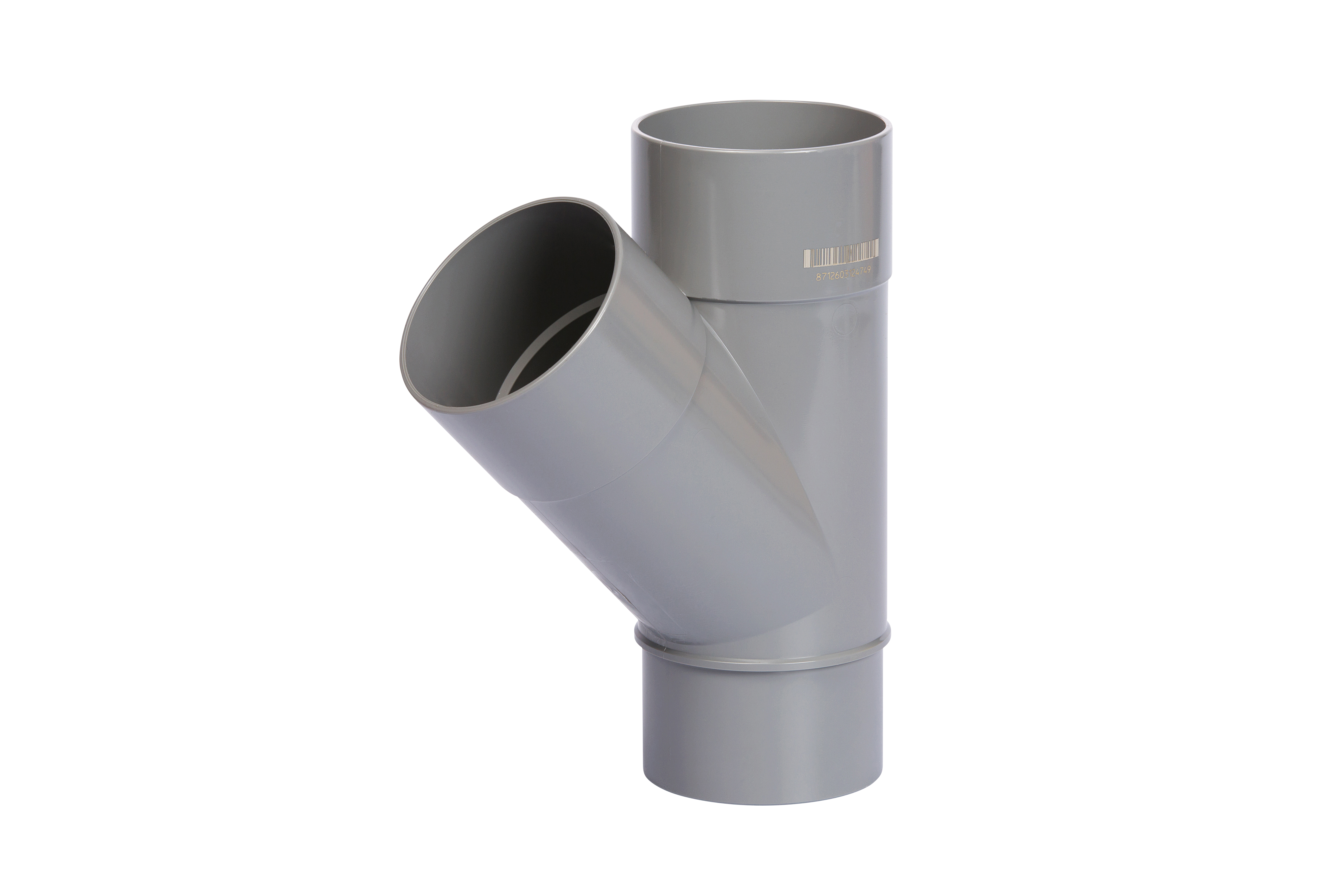 PVC lijm T stuk 125x110 45 graden 2x mof/spie 1196900641
