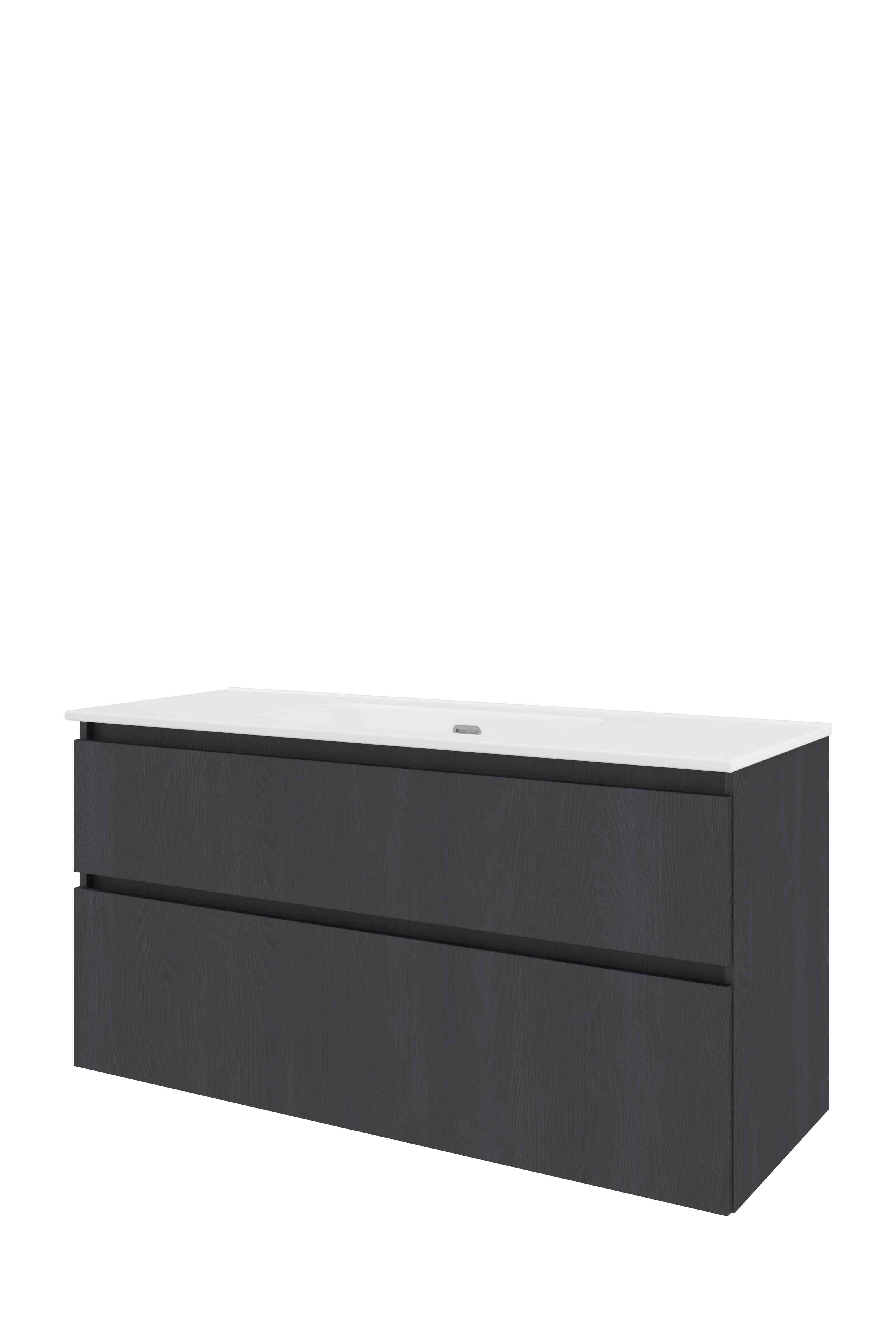 Proline Set porselein Elegant wast. enkel z. krgt. en onderkast a-sym. TGWC1200BO Black oak/Glans wit 1200x460x620