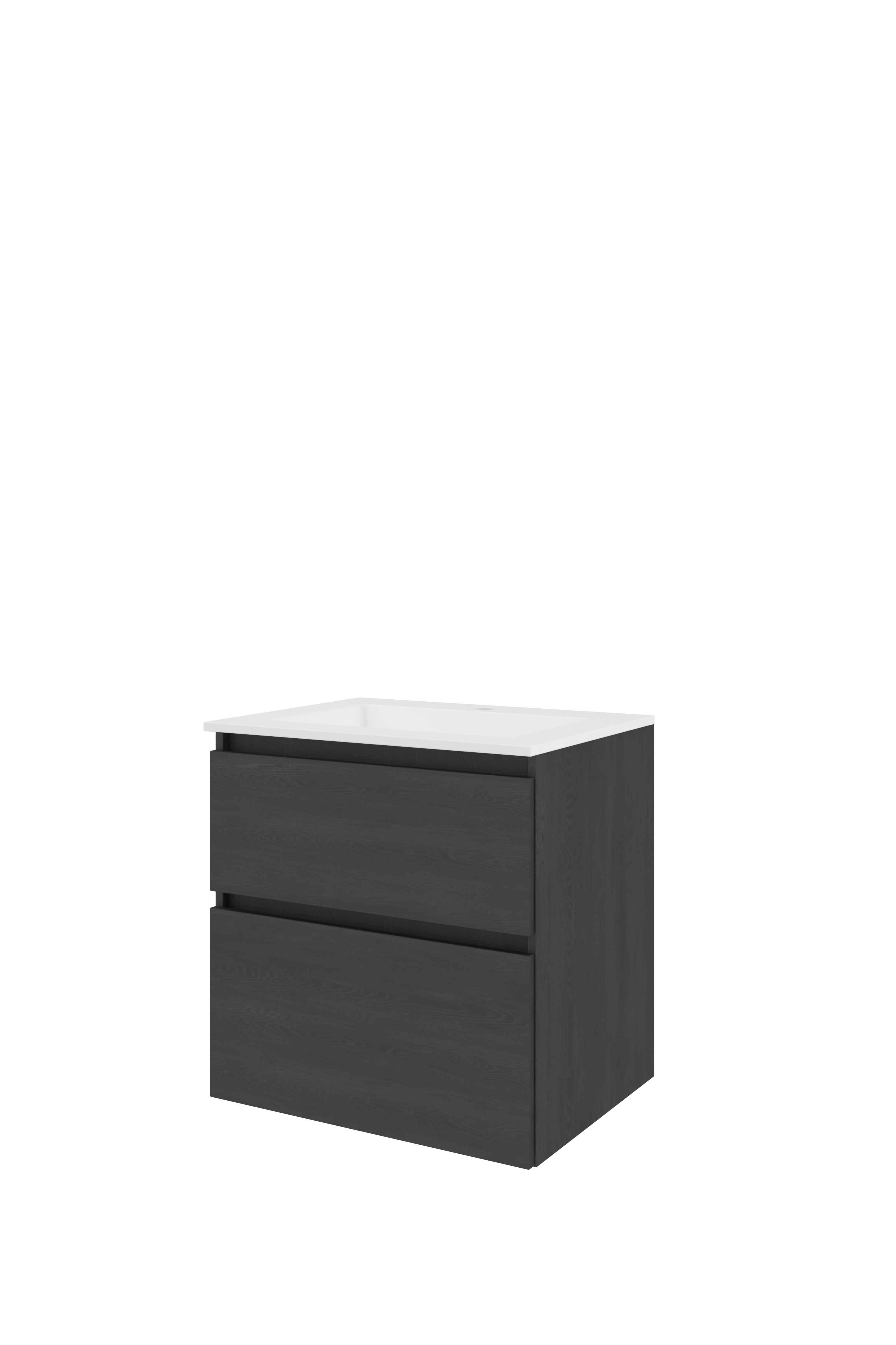 Proline Set polystone Elegant wast. met 1 krgt. en onderkast a-sym. AGWC601BO Black oak/Glans wit 600x460x620