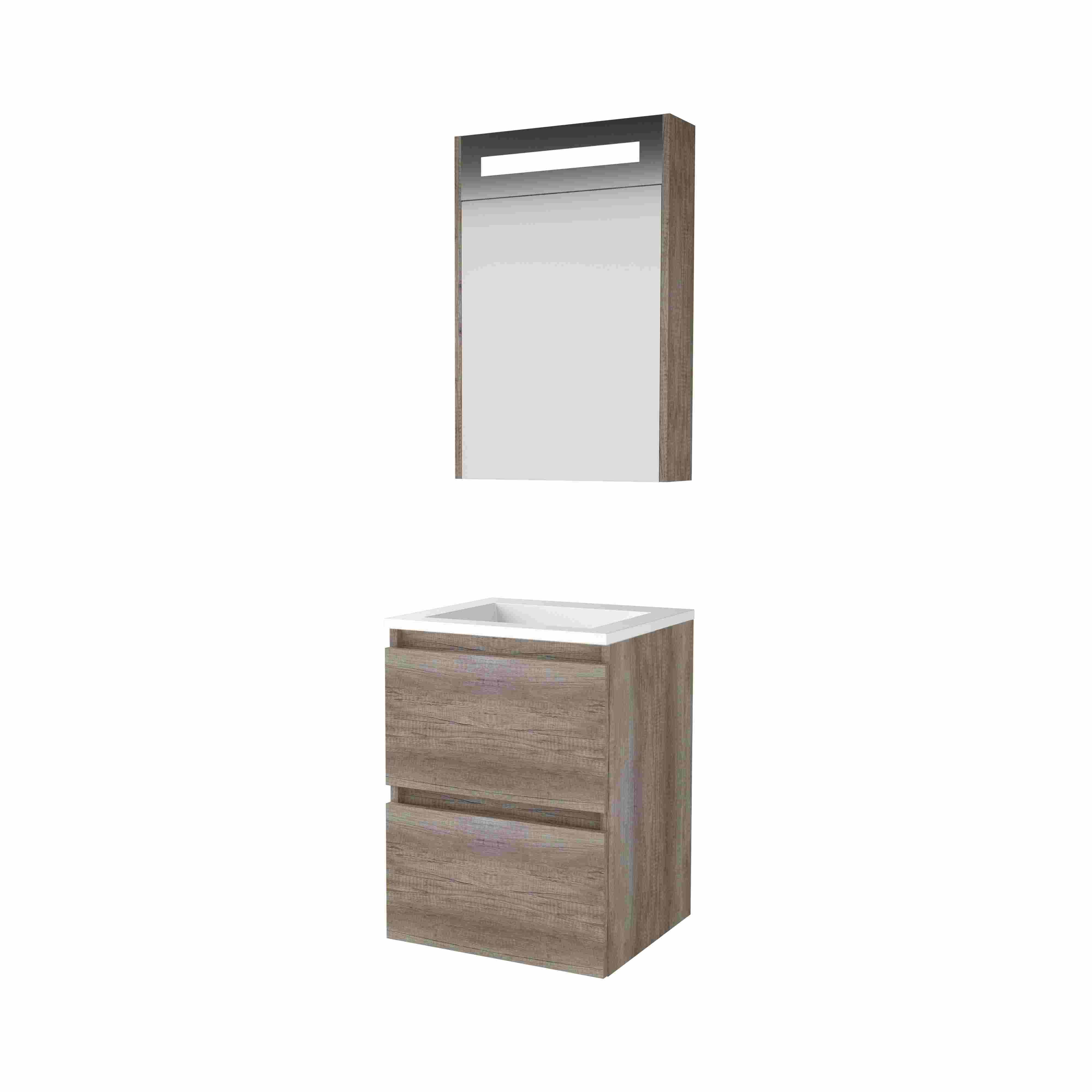Basic Premium 46 set 50x46cm greepl. 2 la Acryl wast. 0 krgt. incl. kast m. verl. P46GL50A0SO Scotch Oak