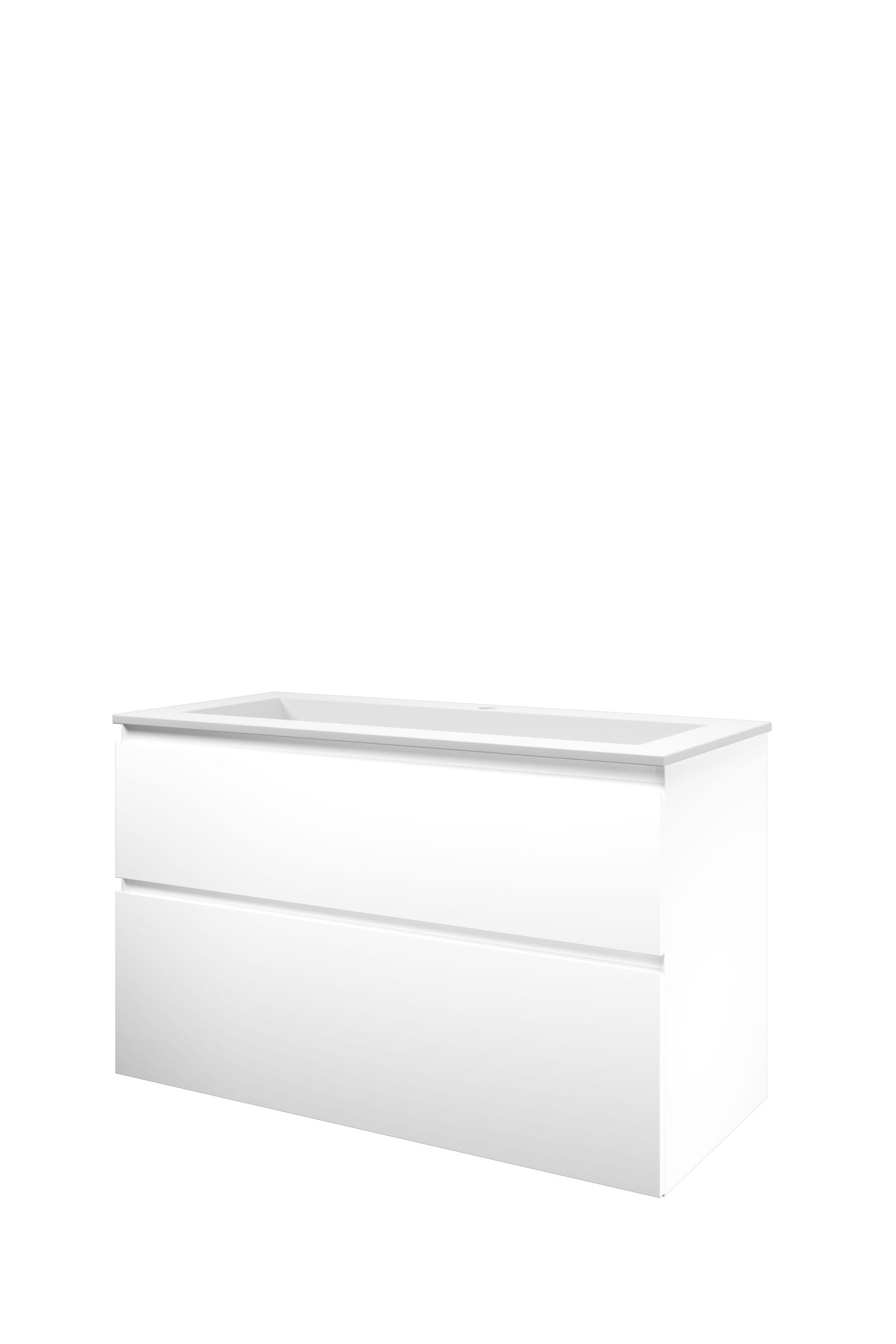 Proline set polystone Elegant wast. met 1 krgt. en onderk. a-sym. AMWC1001MW Mat wit/ Mat wit H620xB1000xD460