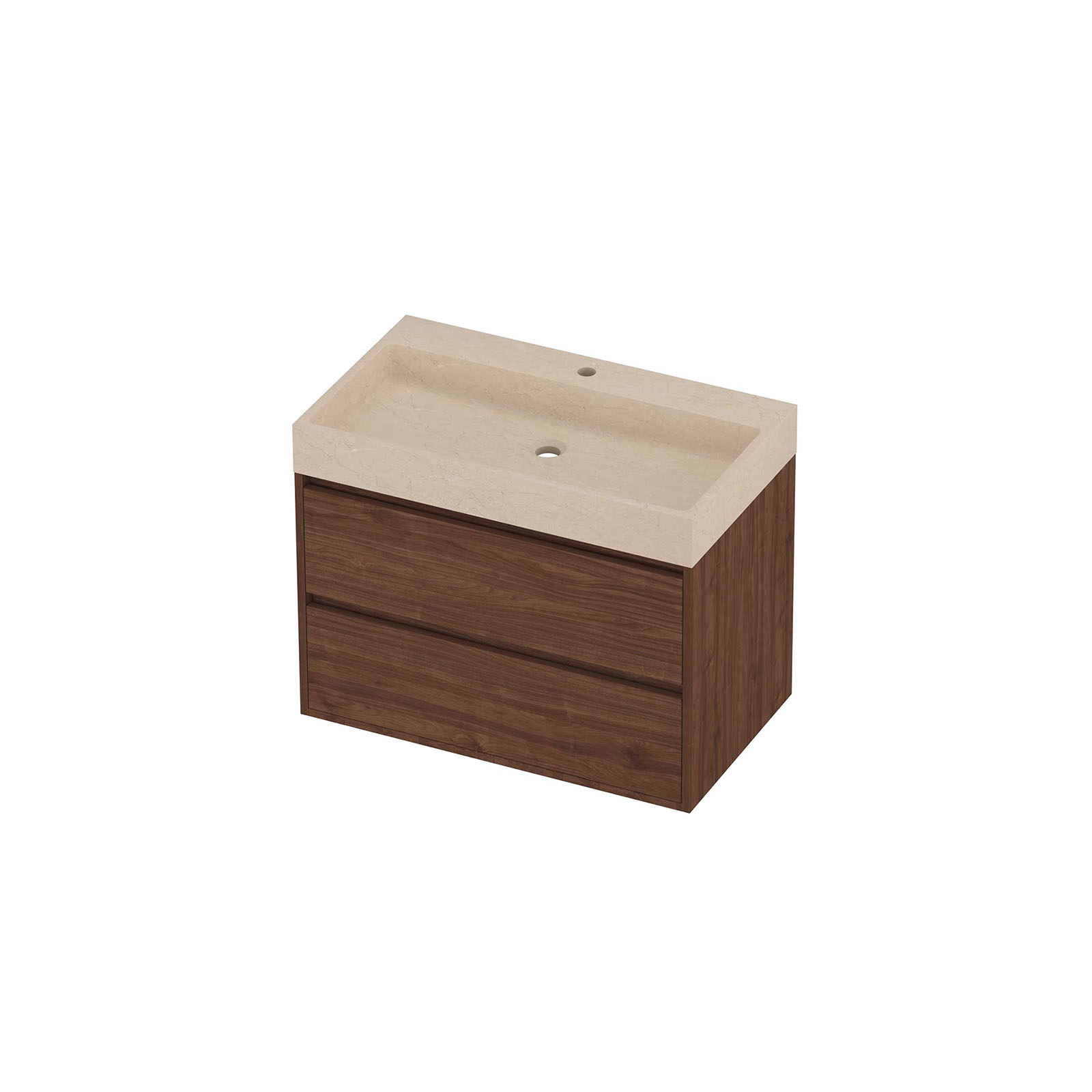 Proline Set hardsteen Loft wast. met 1 krgt. en onderk. greepl. 2 la sym. in kader ESSE801IW Sand stone/Indian walnut 80x46x62