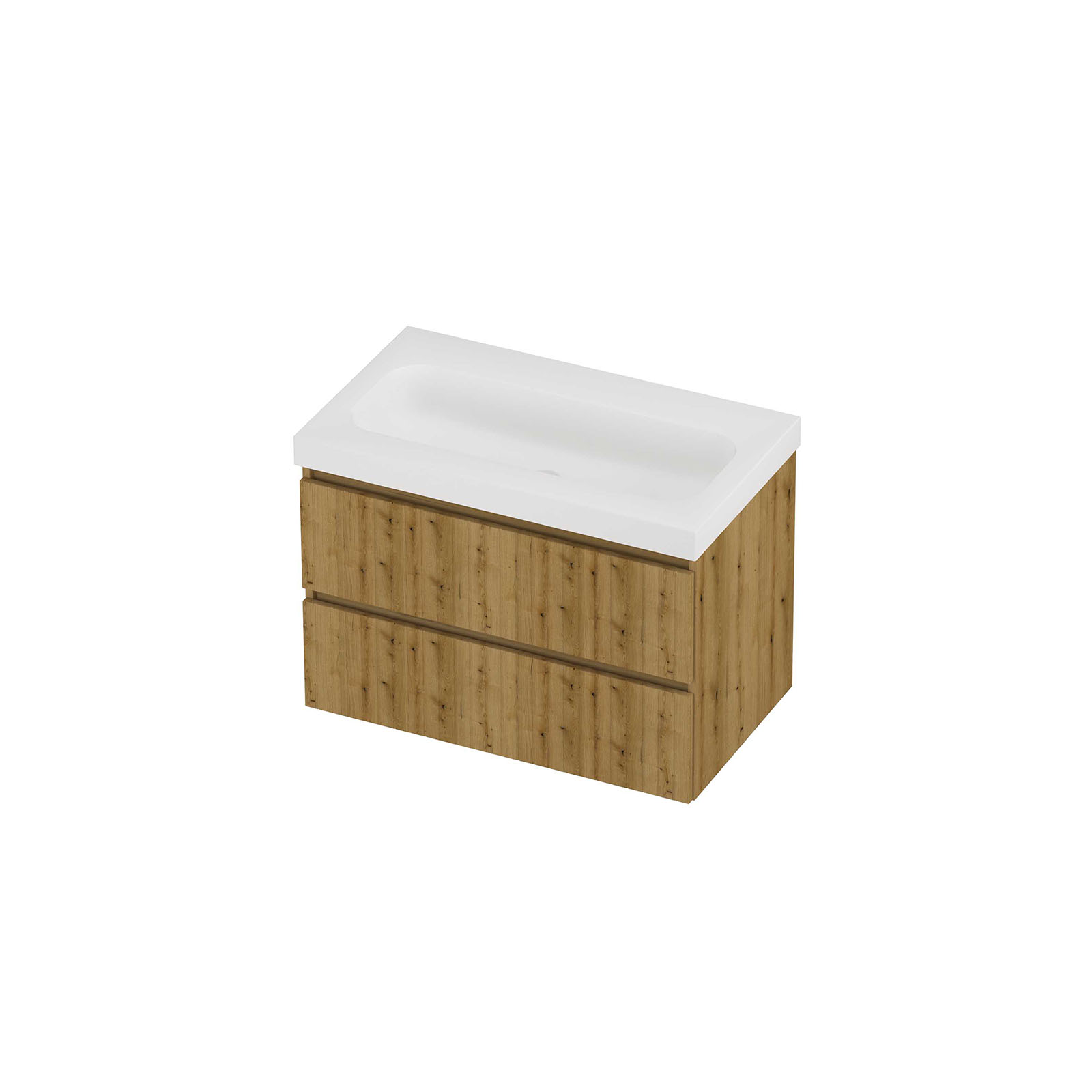 Proline Set polystone Mezza wast. z. krgt. en onderk. sym. gefreesd HMWD800UO Matt White/Urban oak 80x46x58