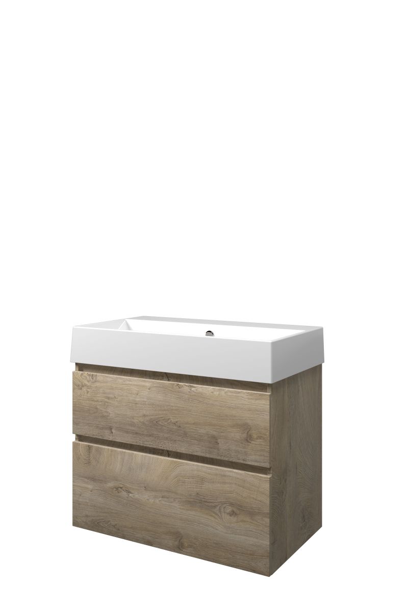 Proline set porselein Loft wast. z. krgt. en onderk. a-sym. ZGWC800RO Raw oak/Glans wit H700xB800xD460