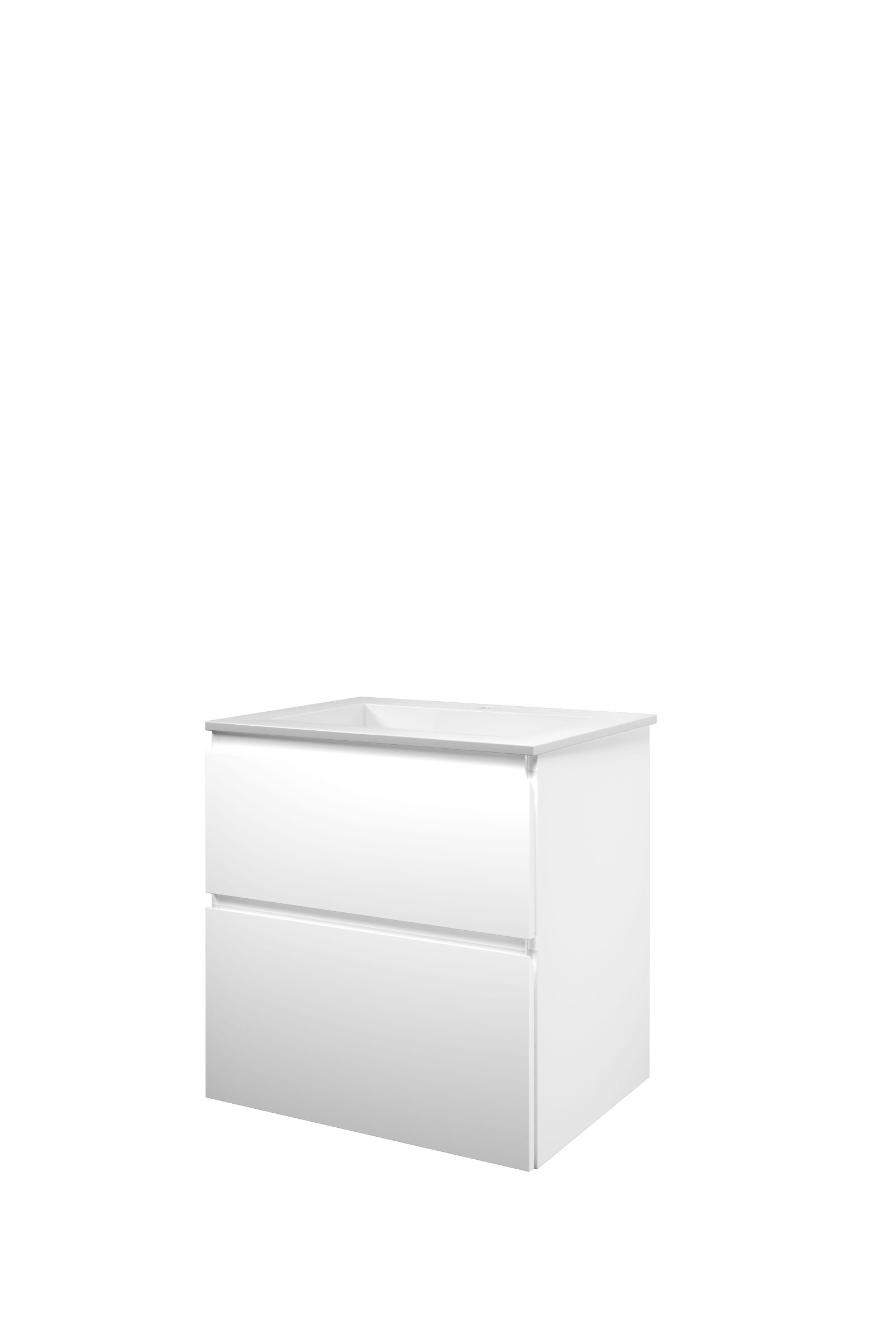 Proline set polystone Elegant wast. met 1 krgt. en onderk. a-sym. AGWC601MW Mat wit/Glans wit H620xB600xD460
