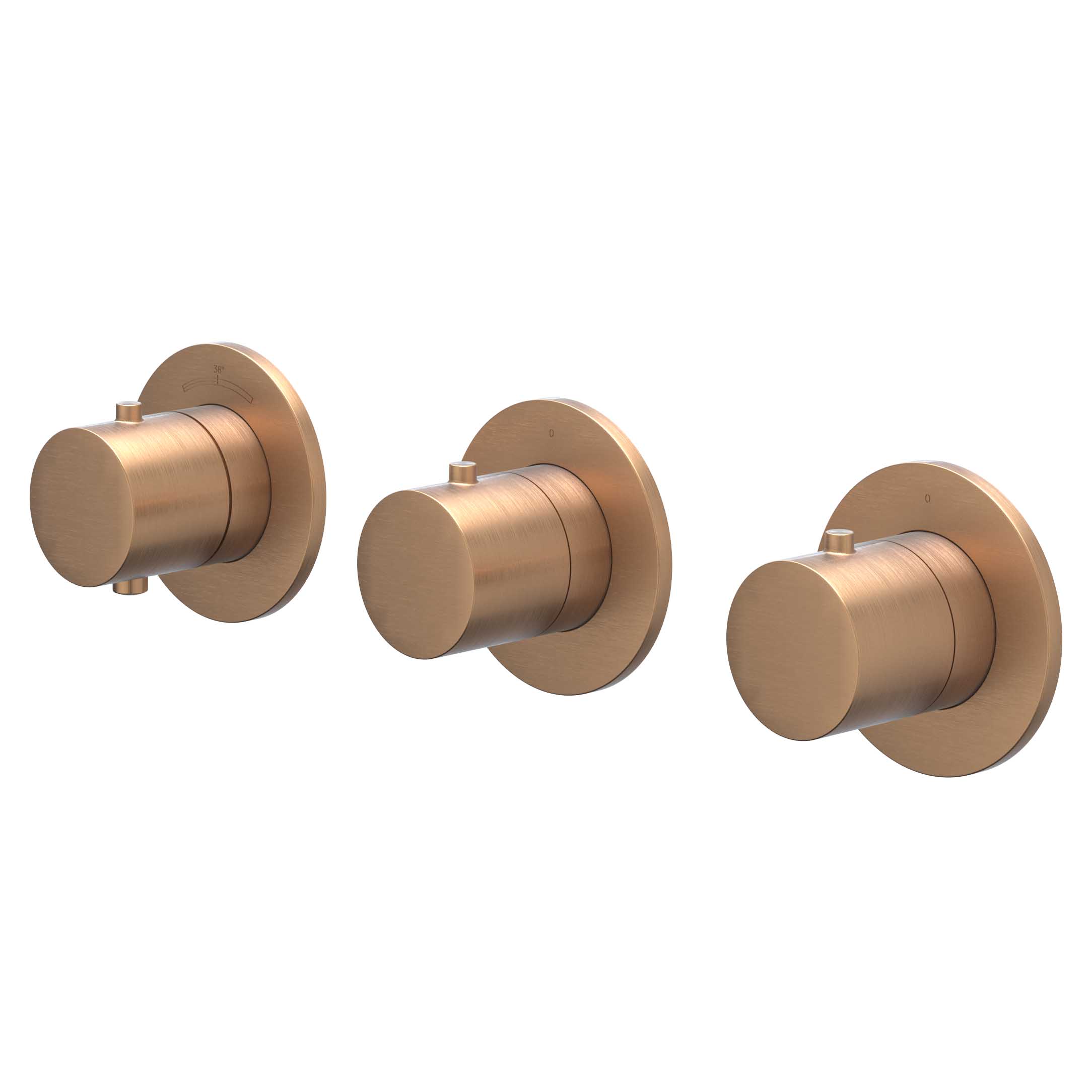 IVY Bond Afbouw inbouwtherm. m/2 stopkranen symmetry m/ronde rozetten 6202475 gebr. mat koper PVD