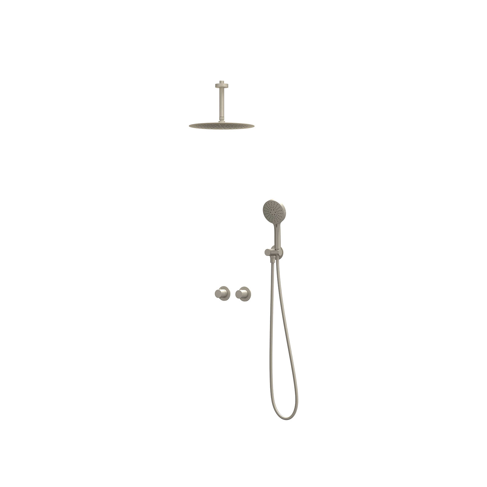 IVY Bond set 2-weg st.omst. 15cm pl.b. R30cm verst. steun m. geint. uitl. slang 150cm + 3-st. hd. CSB3EXGNBCBC Geborsteld nickel PVD