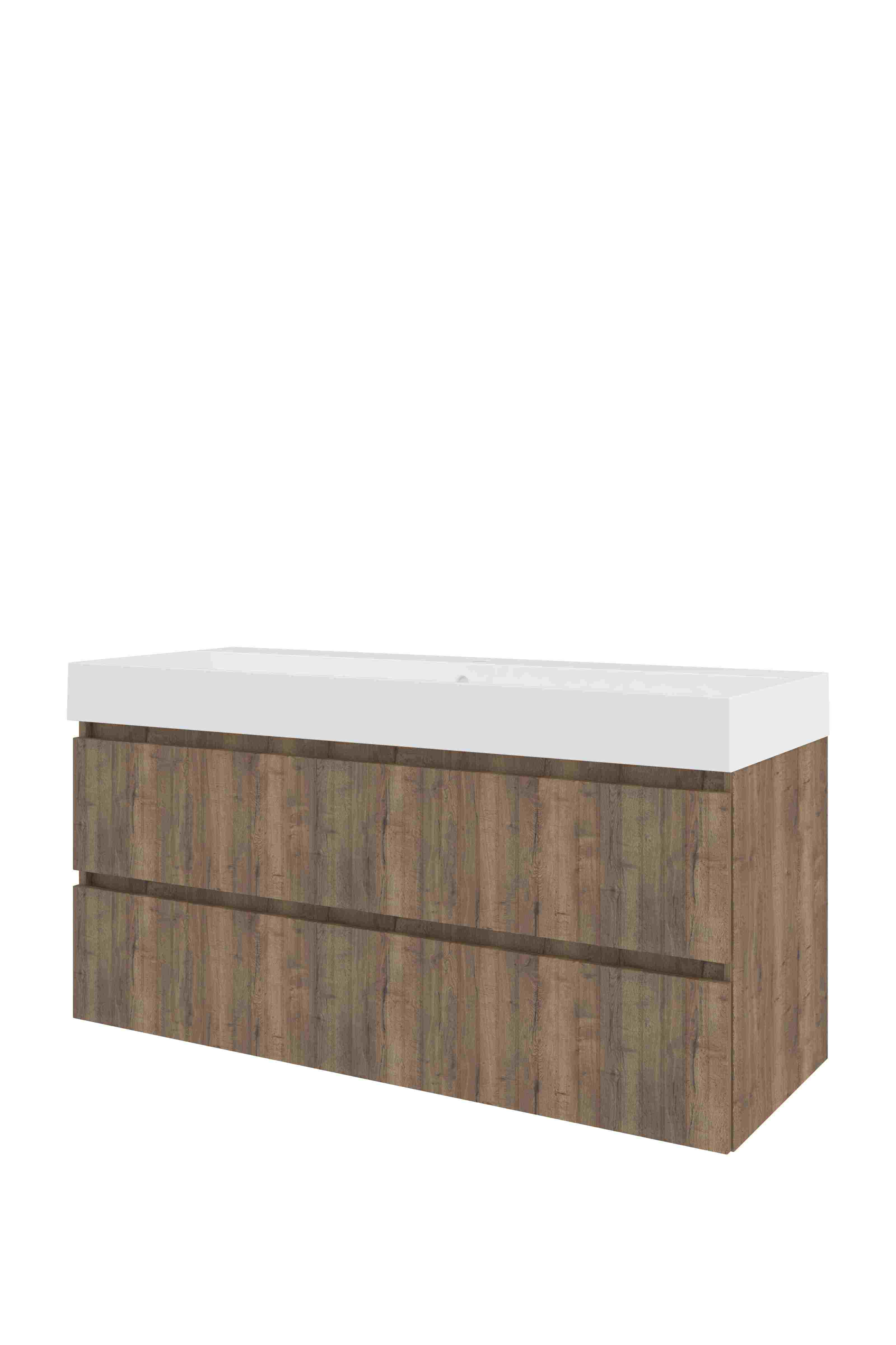 Proline Set polystone Loft wast. met 1 krgt. en onderkast sym. gefr. PGWD1201TO Terra oak/Glans wit 1200x460x620