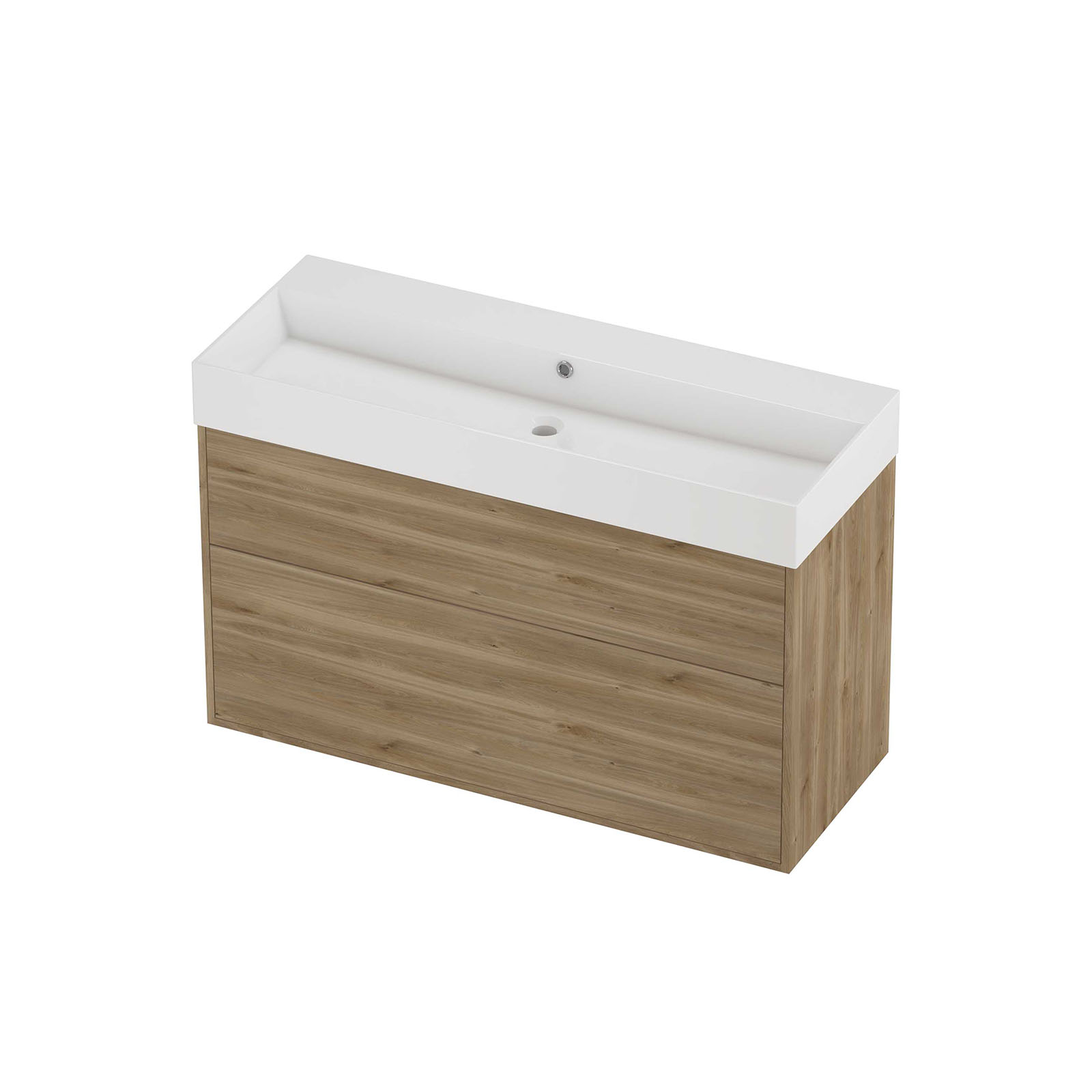 Proline Set porselein Loft wast. z. krgt. en onderk. tbv gr. 2 la a-sym. in kader ZGWH1200CO Glans wit/Cider oak 120x46x78