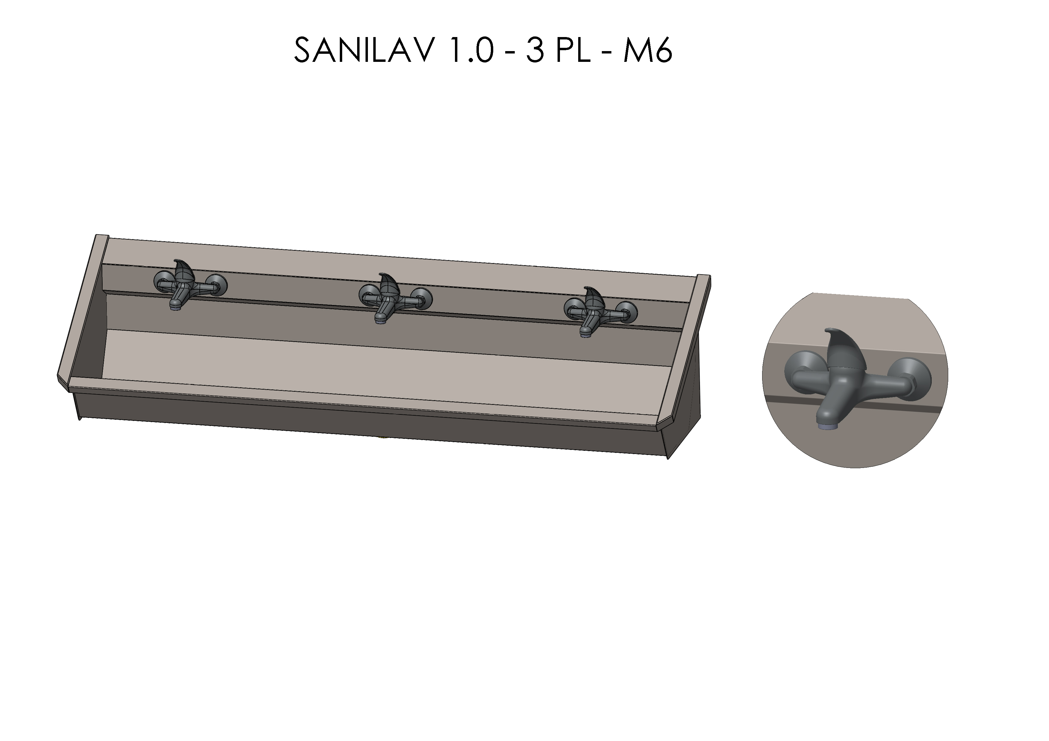 Intersan Sanilav muurwastrog rvs 3p 180 1gr.mngkr SANILAV 1.0-3-M6