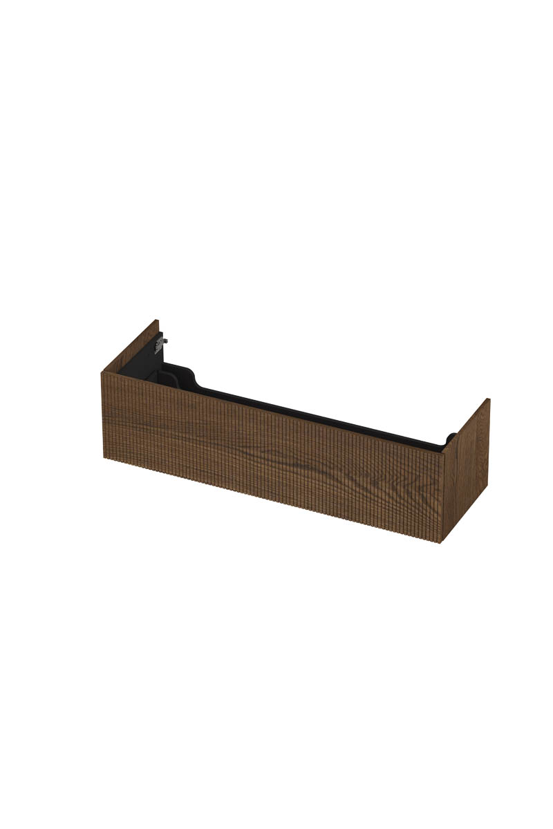 INK onderk. 1 lade push 2 open verticaal gefreesd H376xB1400xD450 Massief eiken chocolate / 1259836