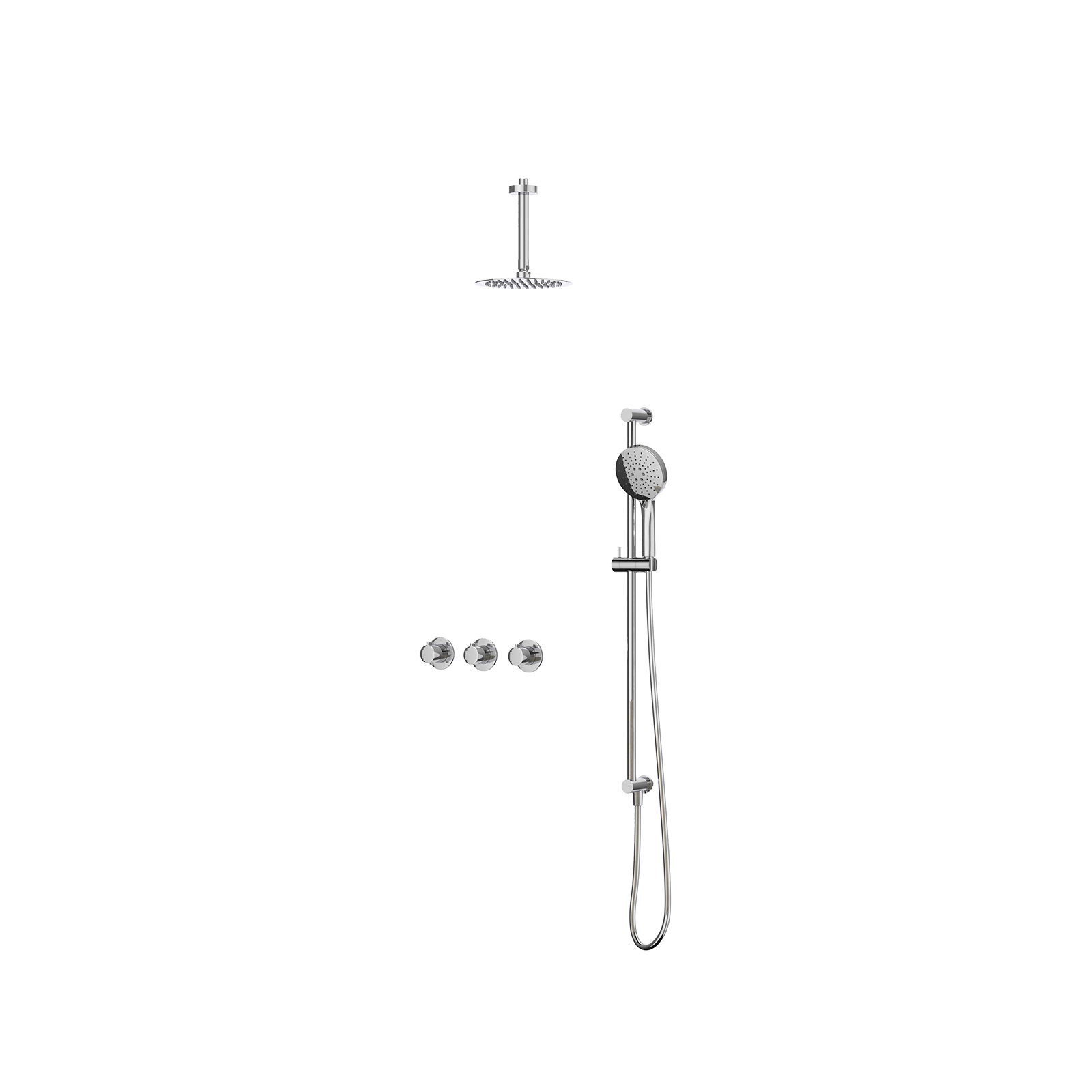 IVY Pact set 2 stopkr. pl.b. 15cm R20cm gl.st. m. uitl. slang 150cm + 3-st. hd. CSP4EXCRBABB Chroom