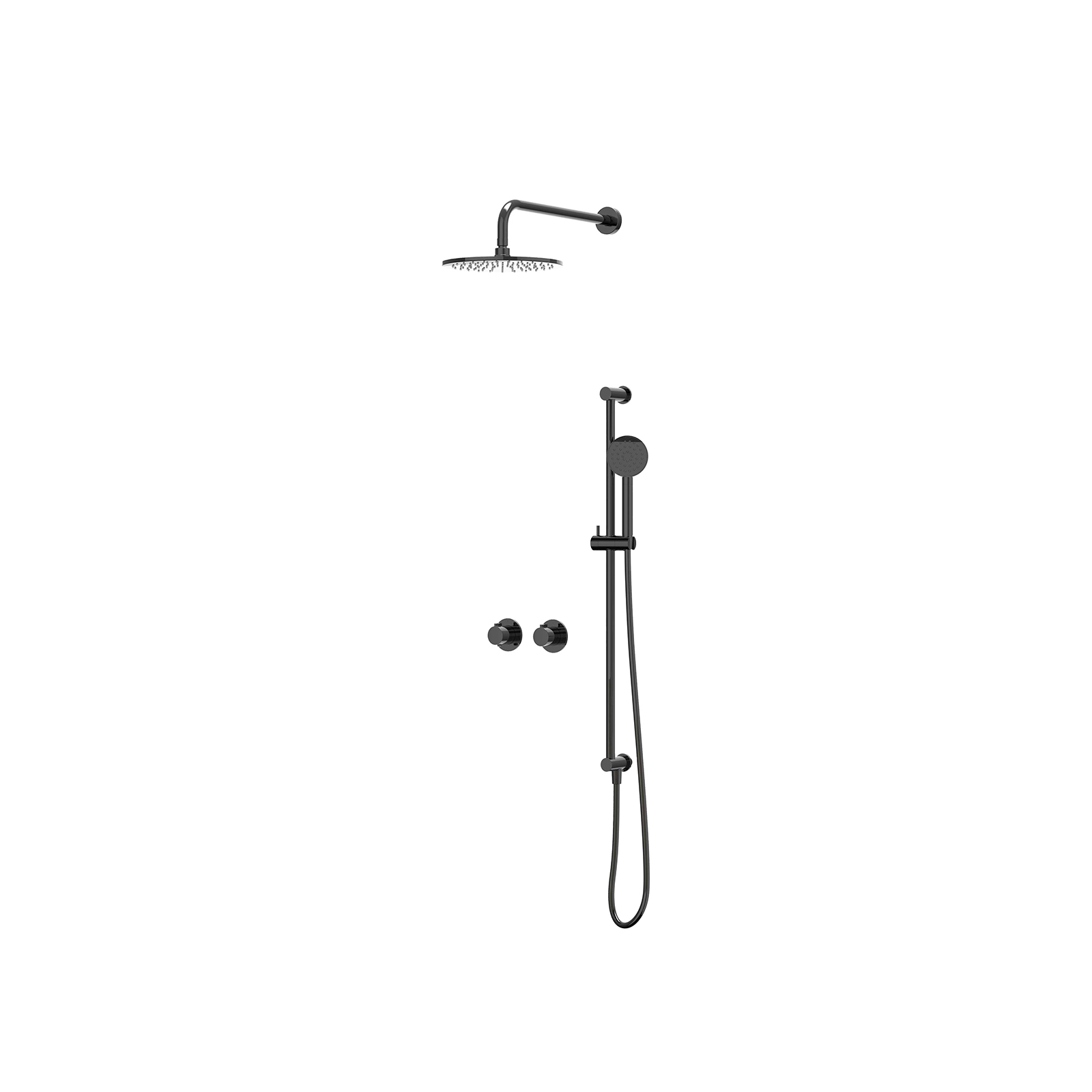 IVY Pact set 2-weg st.omst. 40cm w.arm R25cm gl.st. m. uitl. slang 150cm + s.spr. hd. CSP3EXZCCEAB Zwart chroom PVD