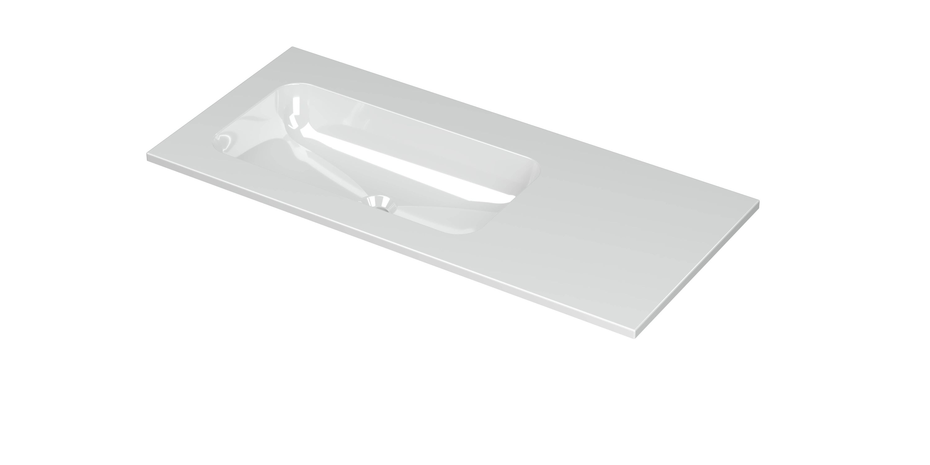 INK Aspekt wastafel pors. m. kom 45 L z. krgt. 207025 Glans wit H25xB15xD1000