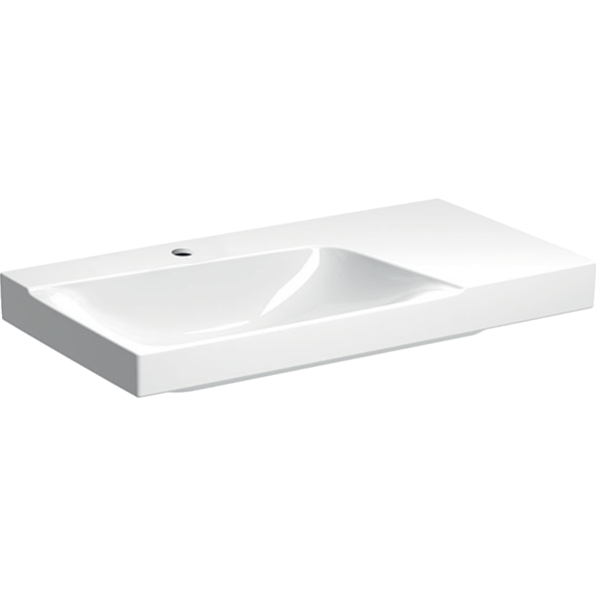 Geberit Xeno2 wastafel 90x48cm m.krgt. z.overl. aflegvlak rechts 500.533.01.1 wit