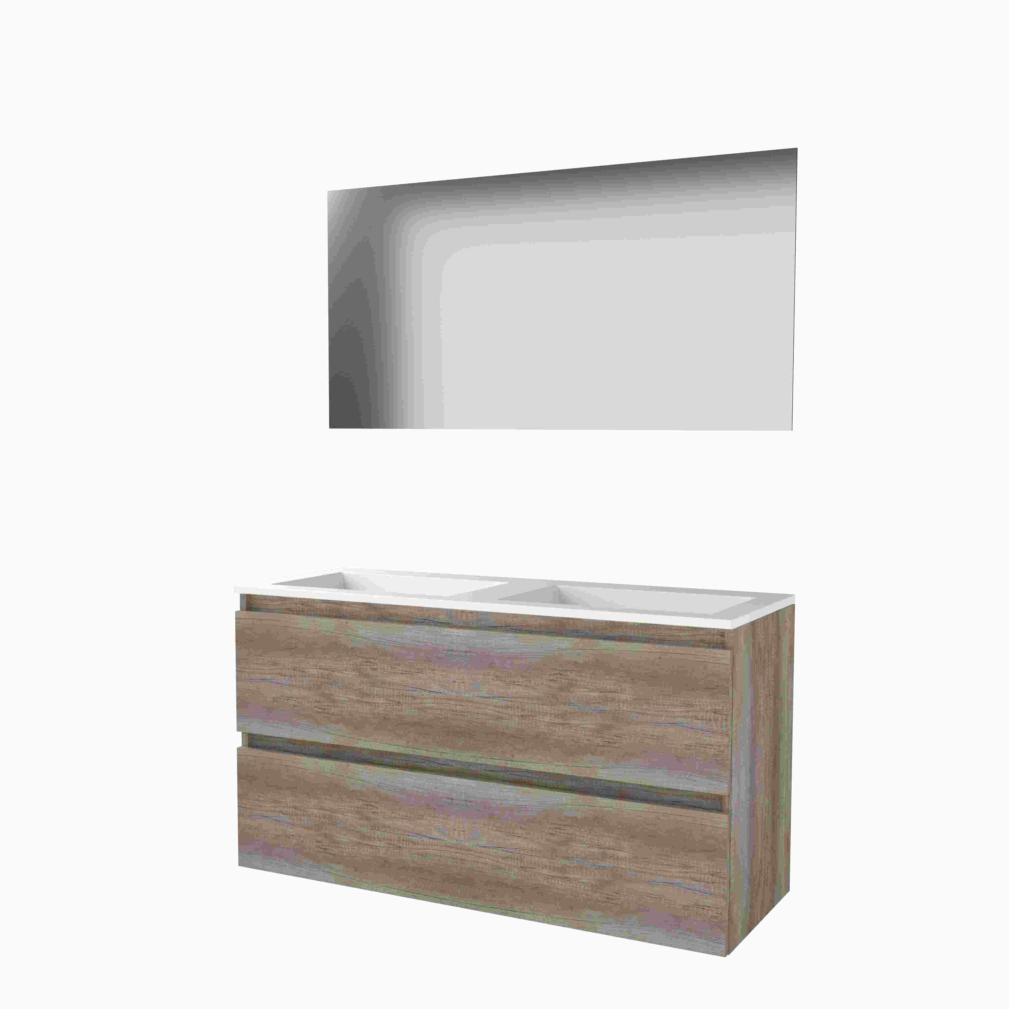 Basic Ultimate 46 onderk. GL incl. 2 la + Acryl wast. z. krgt. incl. spg. m. LED ind. o+b B1200xD460 Scotch Oak / 1813851