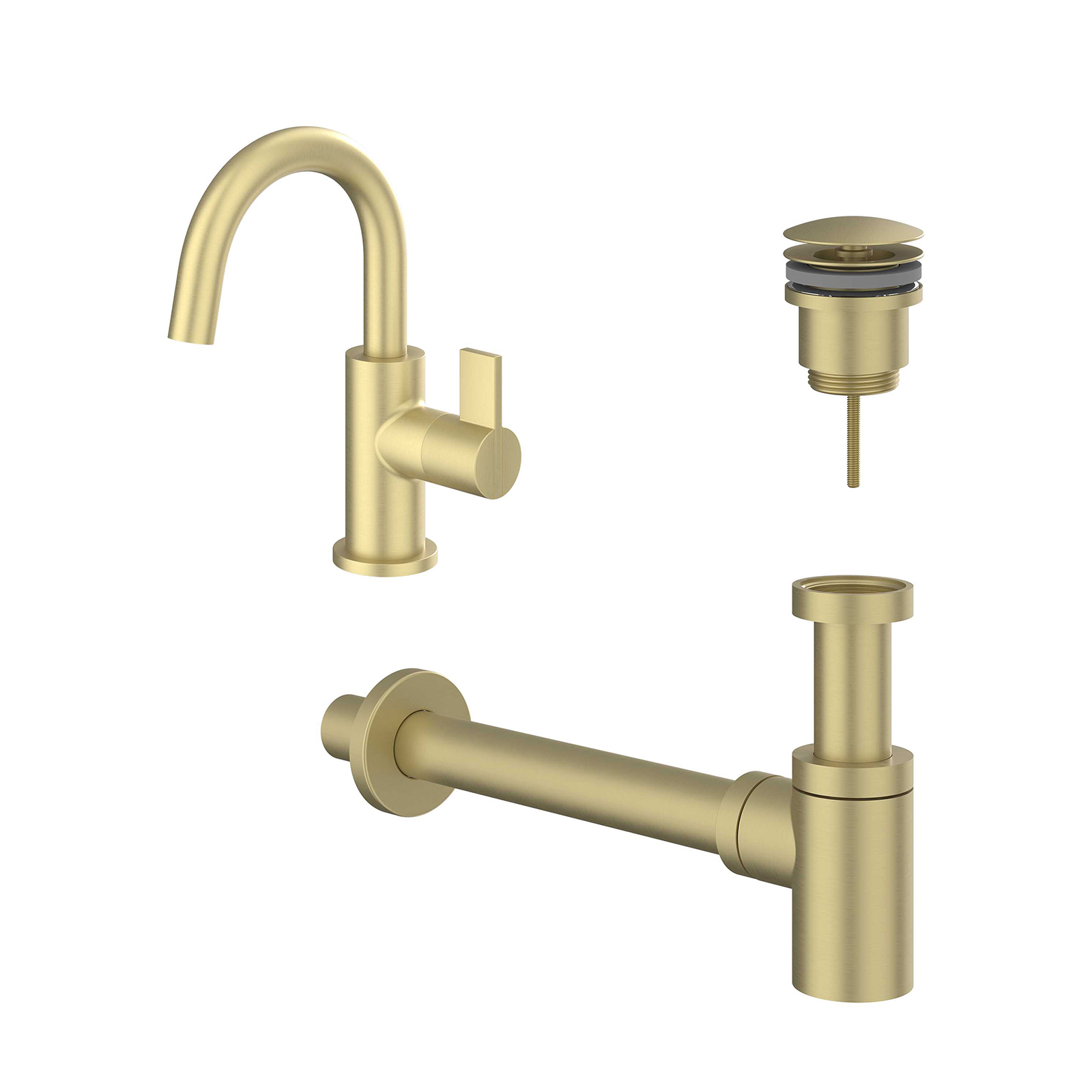 IVY Pact Fonteinset staand m. draaibare uitloop m. always open plug 6901444 Geborsteld mat goud PVD
