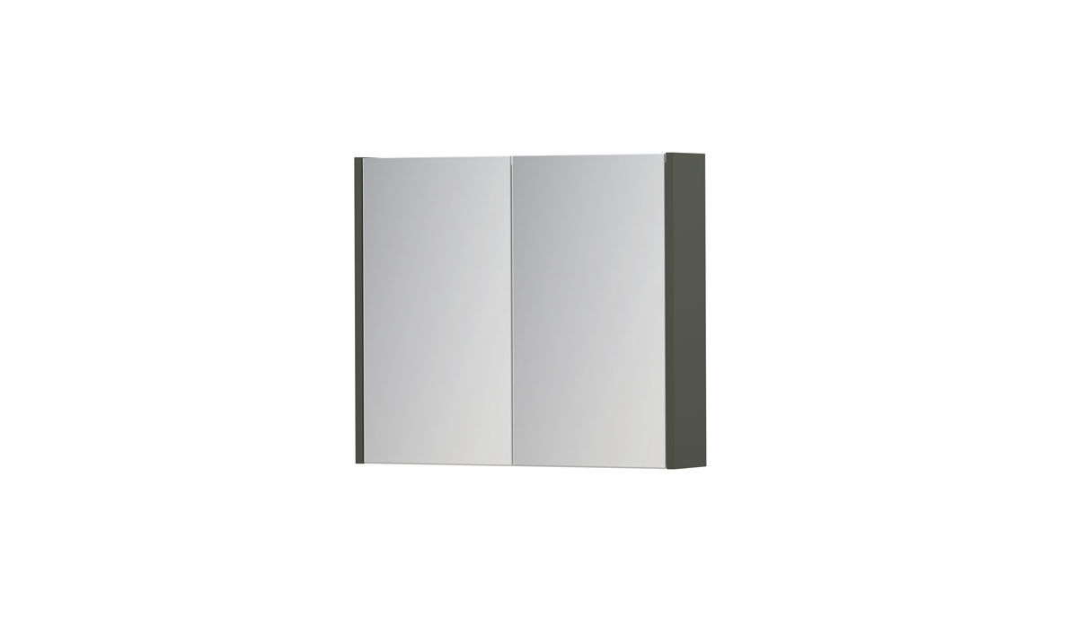 INK SPK1 spiegelkast m. 2 dubbelzijdige spiegeldeuren en stop/schak. 1110525 mat beton groen H600xB700xD140