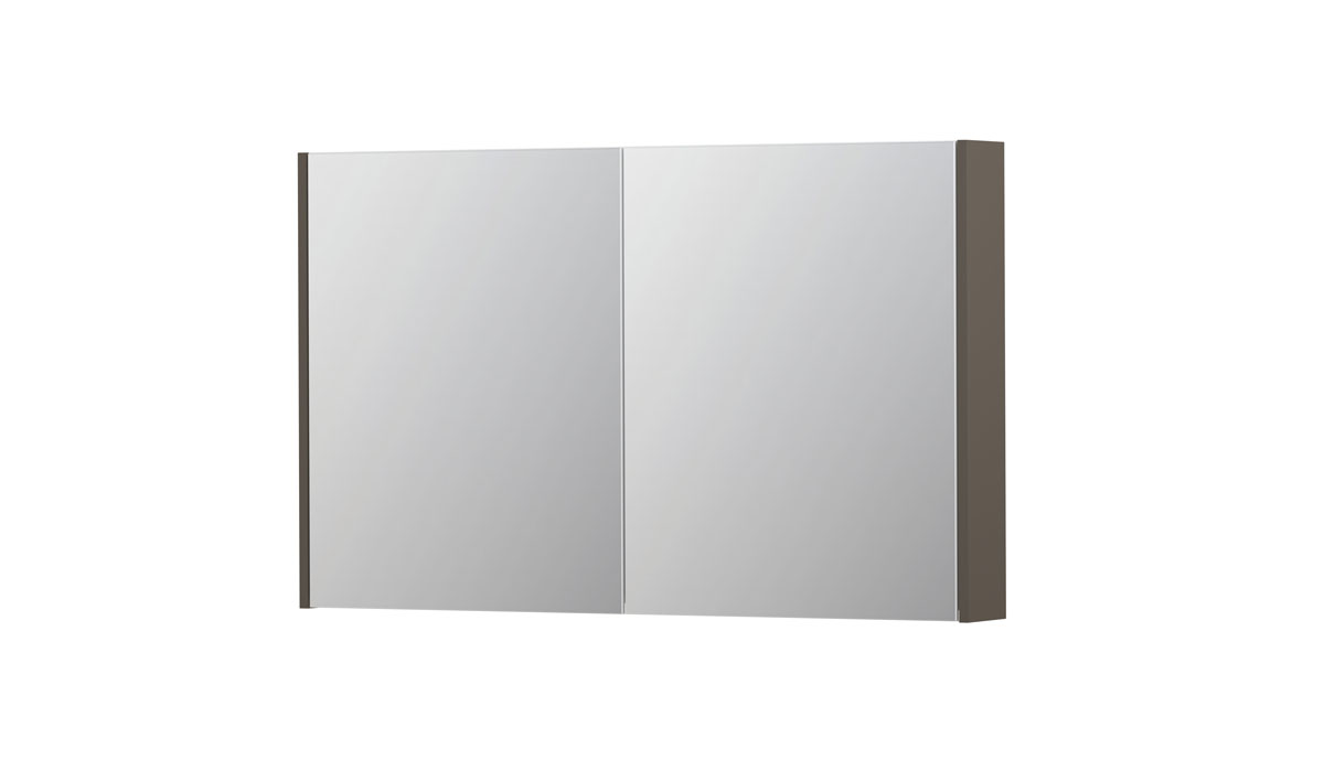INK spiegelkast met 2 dubbelz. spiegeldeuren en stopc./schak. 1105354 Mat taupe H730xB1200xD140