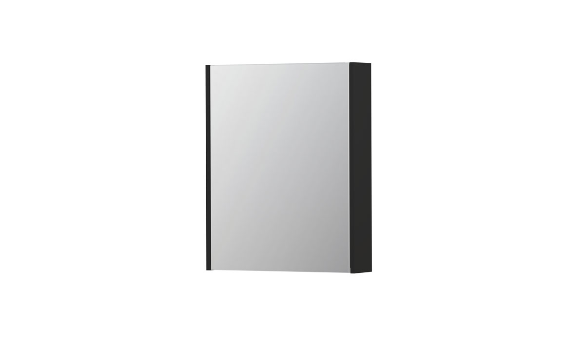 INK spiegelkast met 1 dubbelz. spiegeldeur en stopc./schak. 1105105 Mat zwart H730xB600xD140