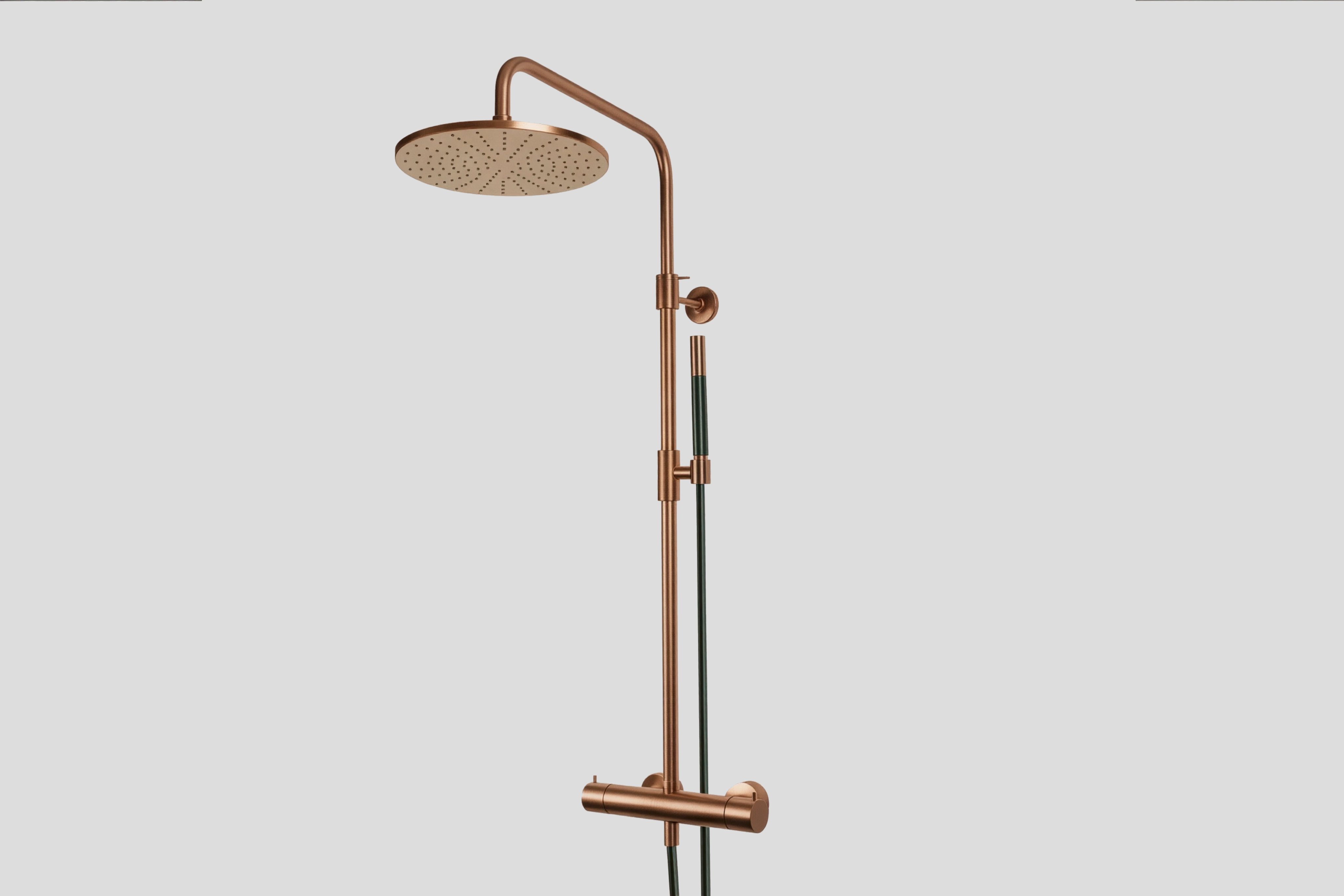 Lagoo Garda thermostatische douche set met hoofddouche 250 mm en handdouche staaf G5201BK Brushed Copper PVD