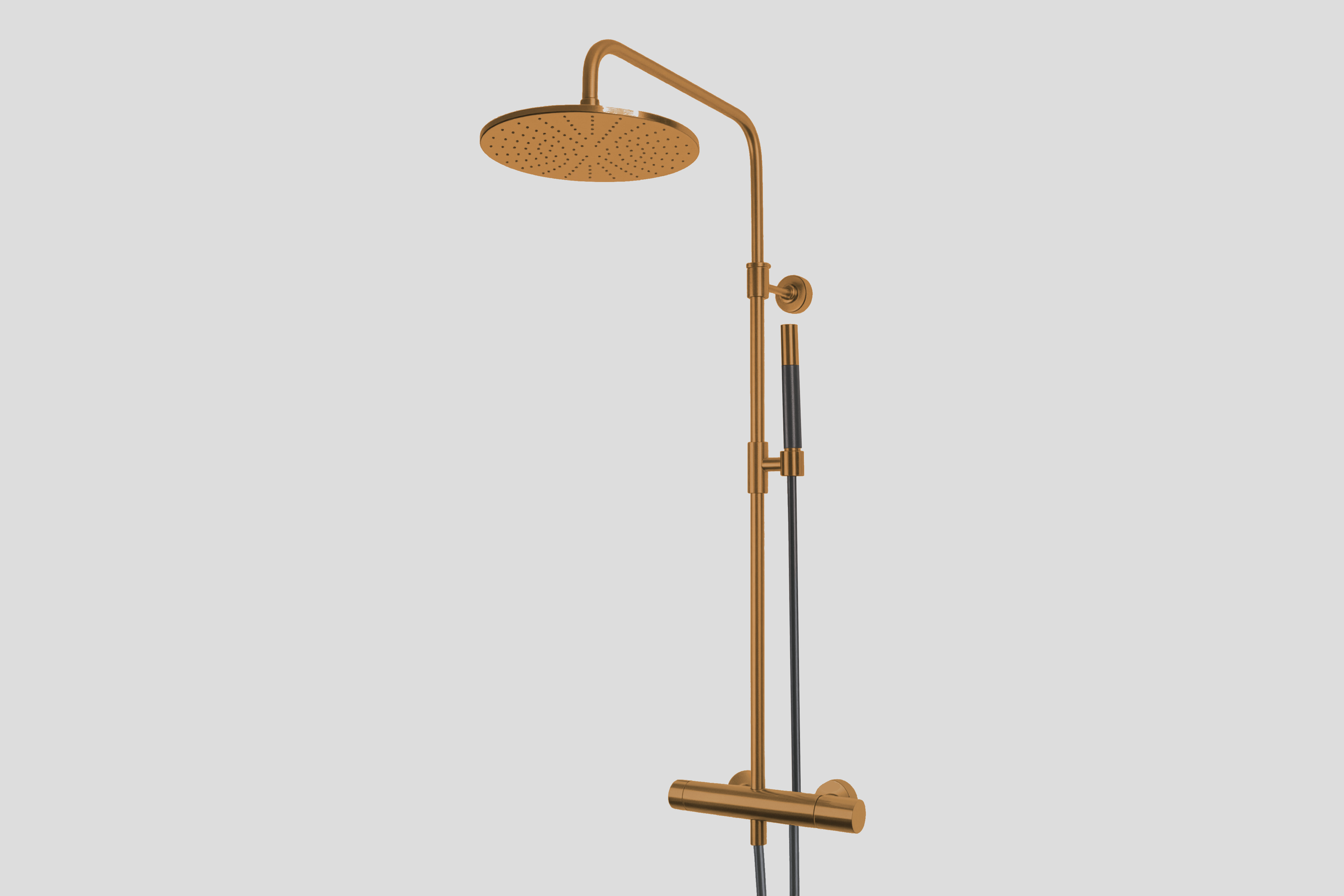 Lagoo Como Thermostatische douche set m. hoofddouche 250 mm en handdouche staaf CM5201BK Brushed Copper PVD