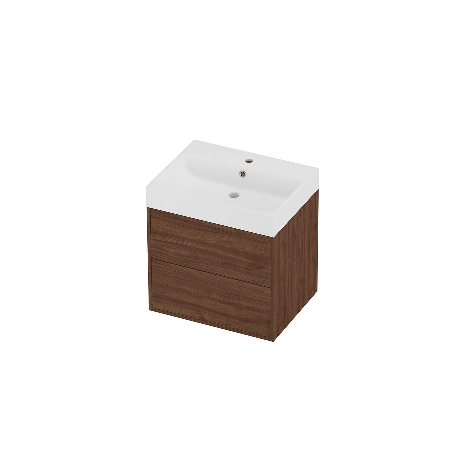 Proline Set polystone Loft wast. met 1 krgt. en onderk. tbv gr. 2 la sym. in kader PMWF601IW Matt White/Indian walnut 60x46x62