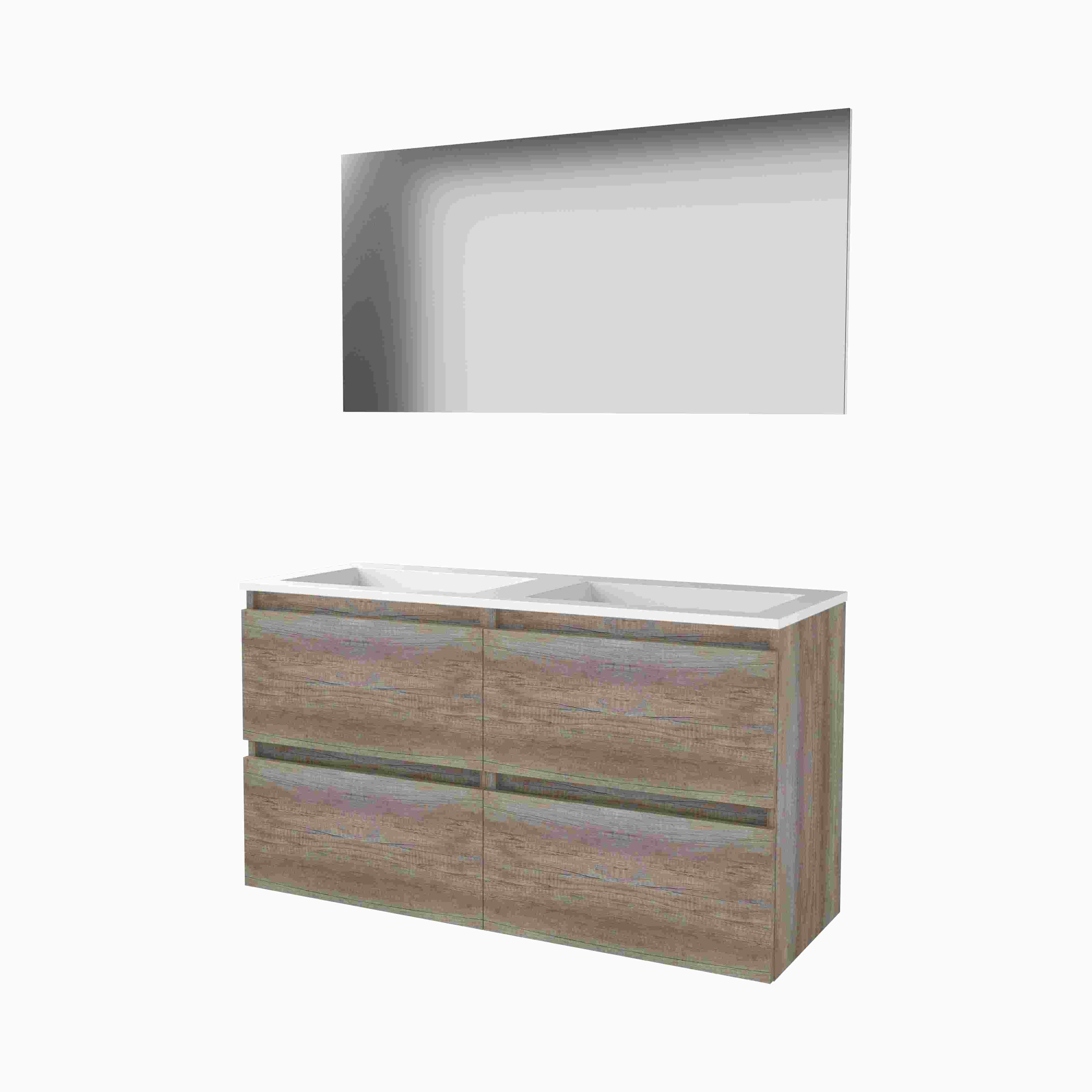 Basic Basic 46 set 120x46cm greepl. 4 la Acryl wast. 0 krgt. incl. spiegel B46GL120A0SO Scotch Oak