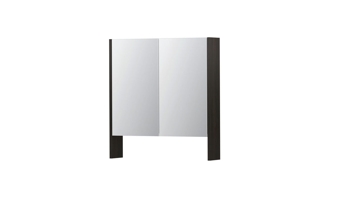 INK SPK3 spiegelkast m. dubbel gesp. 2 deuren icm open planchet en stop/schak. 1110069 Intens eiken H740xB700xD140