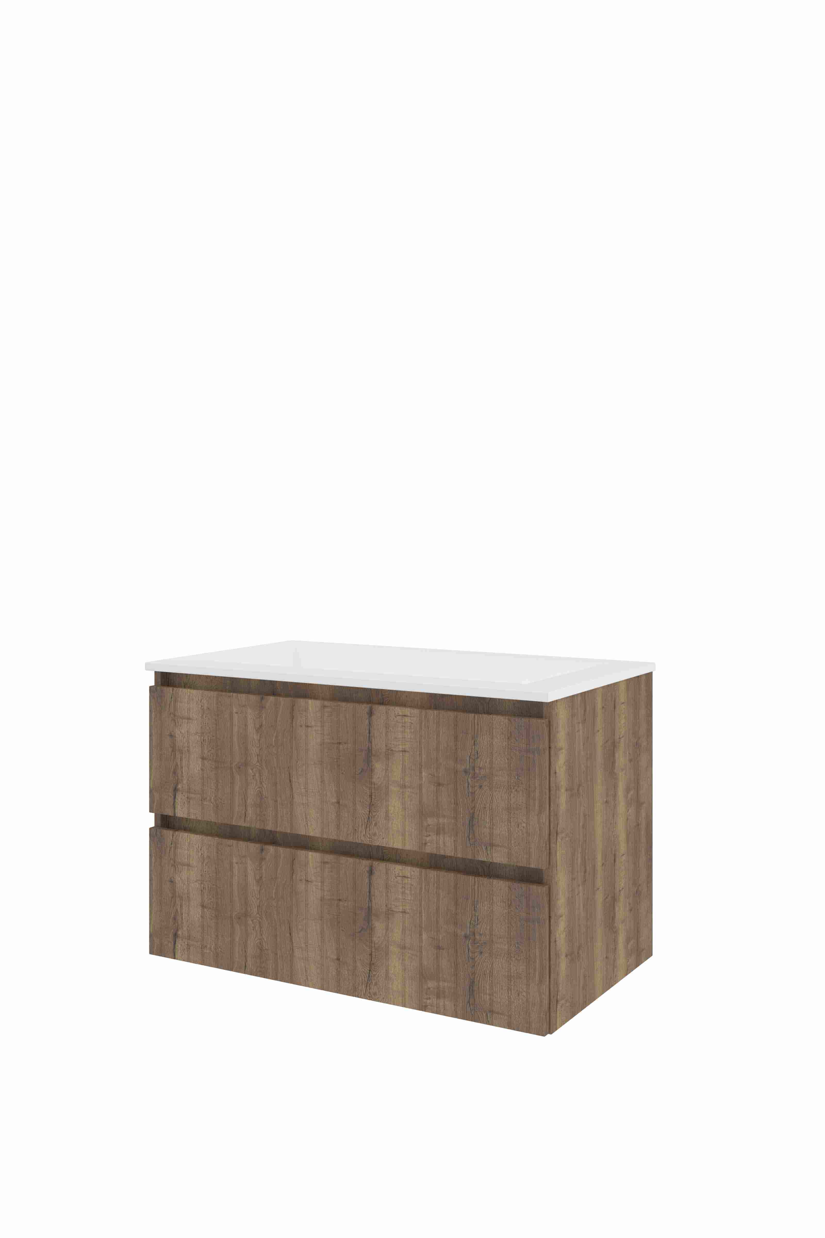 Proline Set polystone Elegant wast. z. krgt. en onderkast sym. gefr. AGWD800TO Terra oak/Glans wit 800x460x540