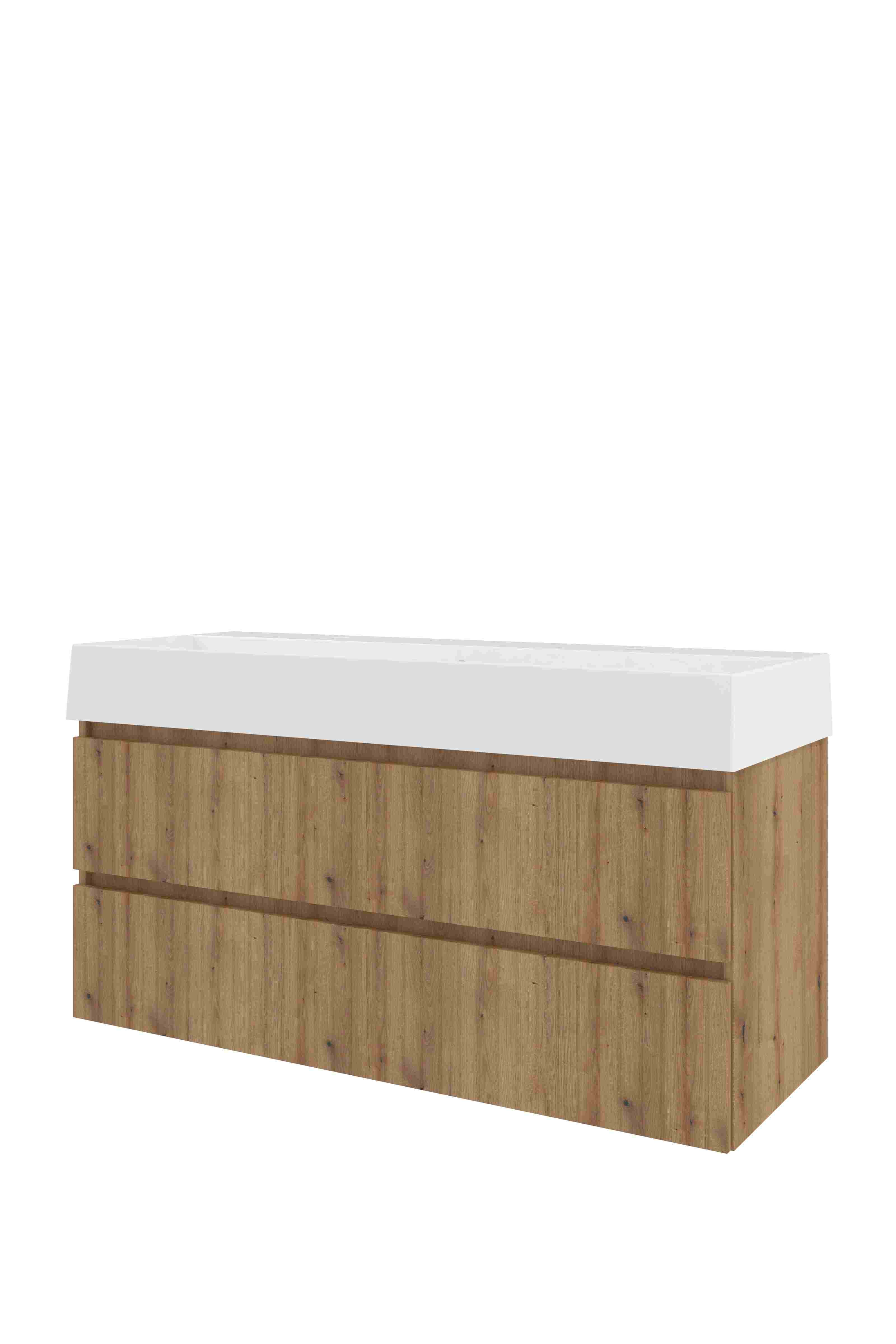 Proline Set porselein Loft wast. met 2 kr.gaten en onderkast sym. gefr. ZGWD1202UO Urban oak/Glans wit 1200x460x650
