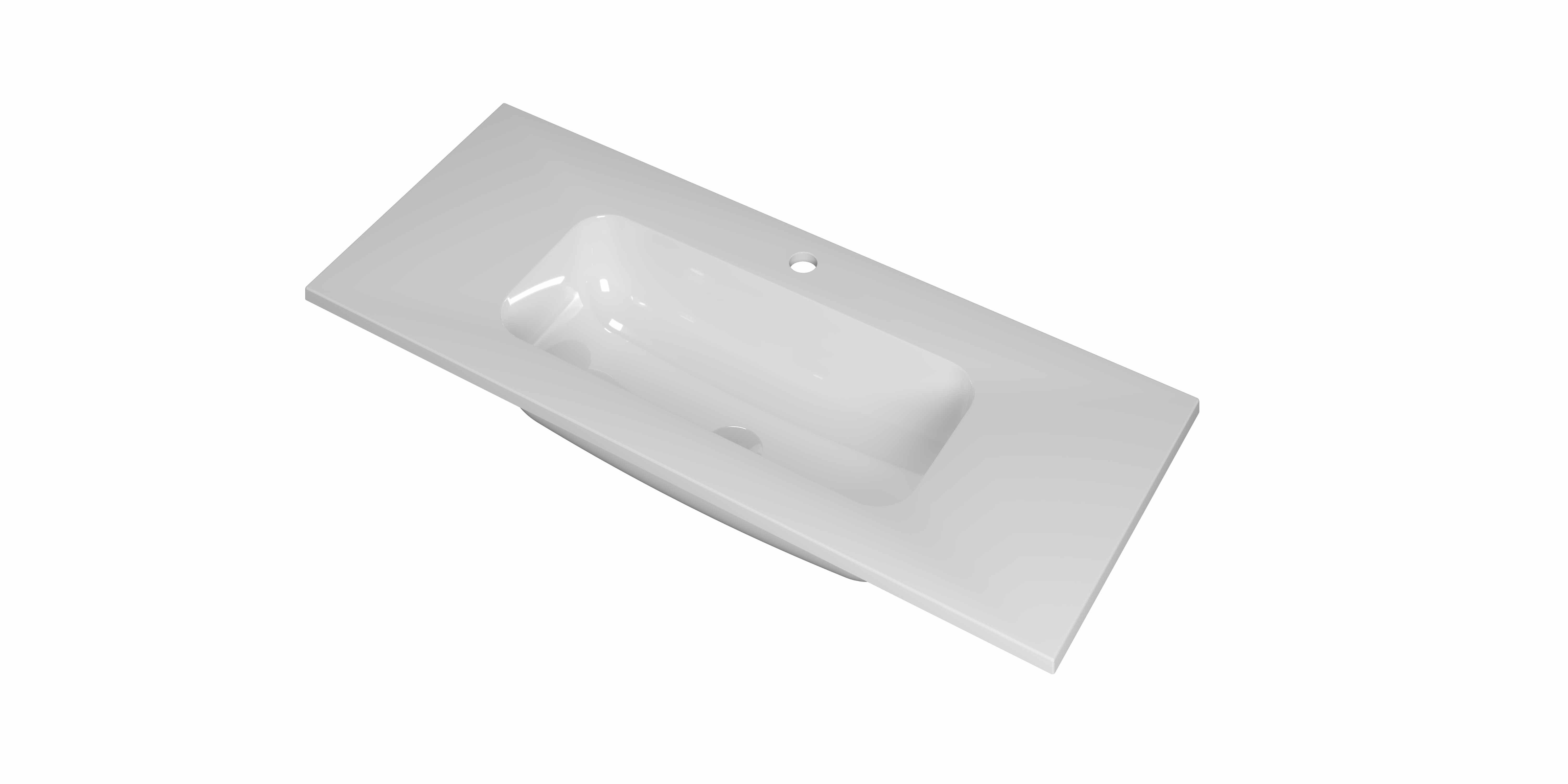 INK Reflekt wast. polystone midden met 1 krgt. 3407631 Glans wit 1000x400x15