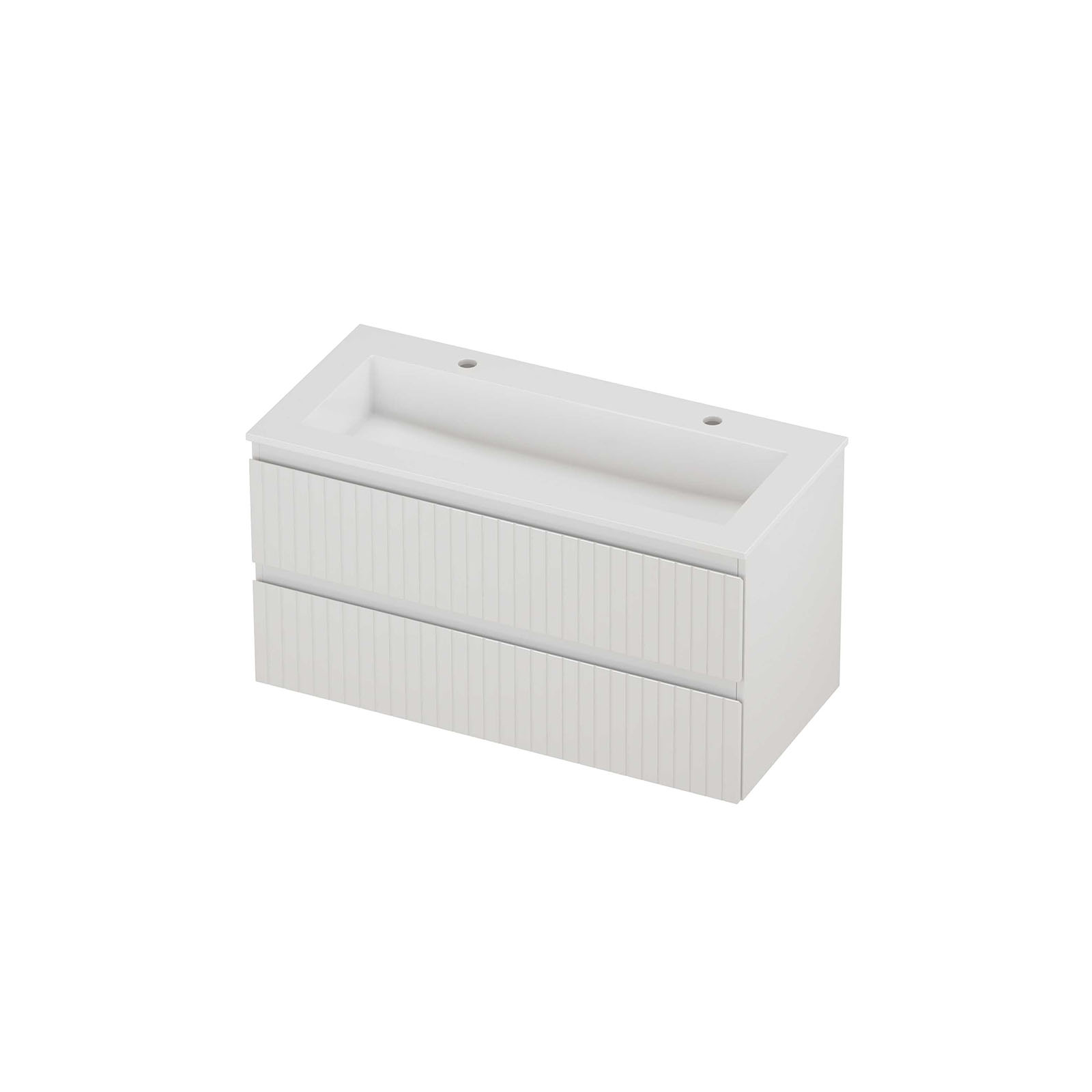 Proline Set polystone Elegant wast. met 2 kr.gaten en onderkast sym. gefr. AGWD1002GW Glans wit/Glans wit 1000x460x540